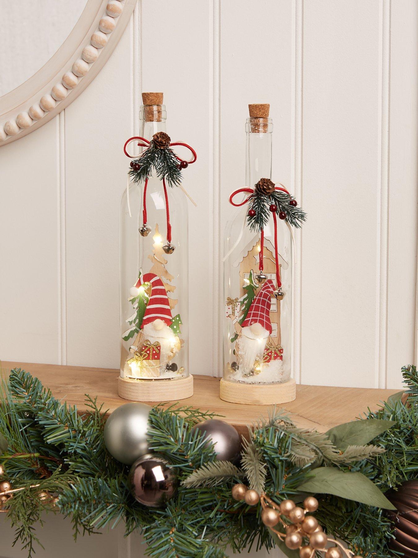 Image 1 of 6 of Heaven Sends Set&nbsp;of 2&nbsp;Light Up Bottled Gonk Christmas Decorations