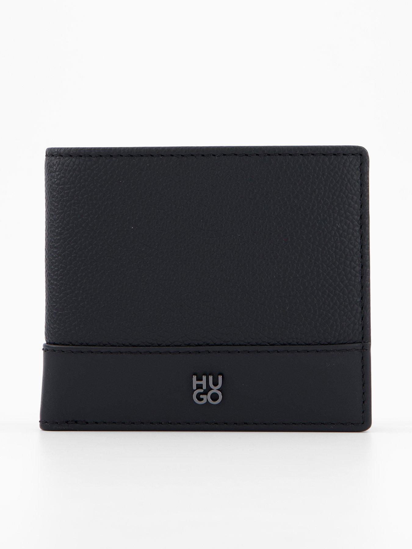undefined Leather wallet with stacked logo - Black