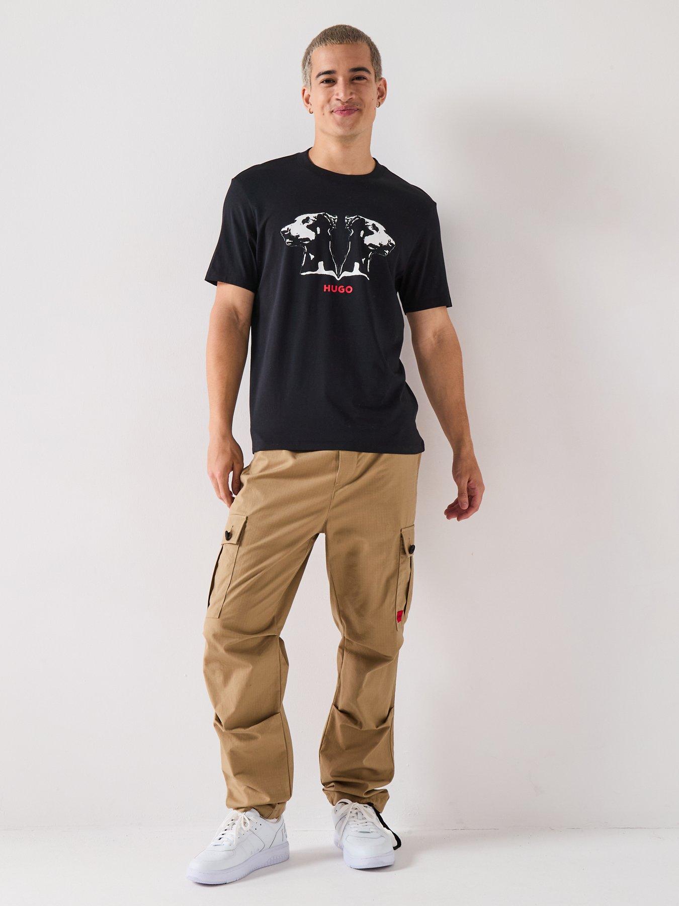 Image 3 of 4 of HUGO Regular Fit Animal Print Dobero T-Shirt - Black