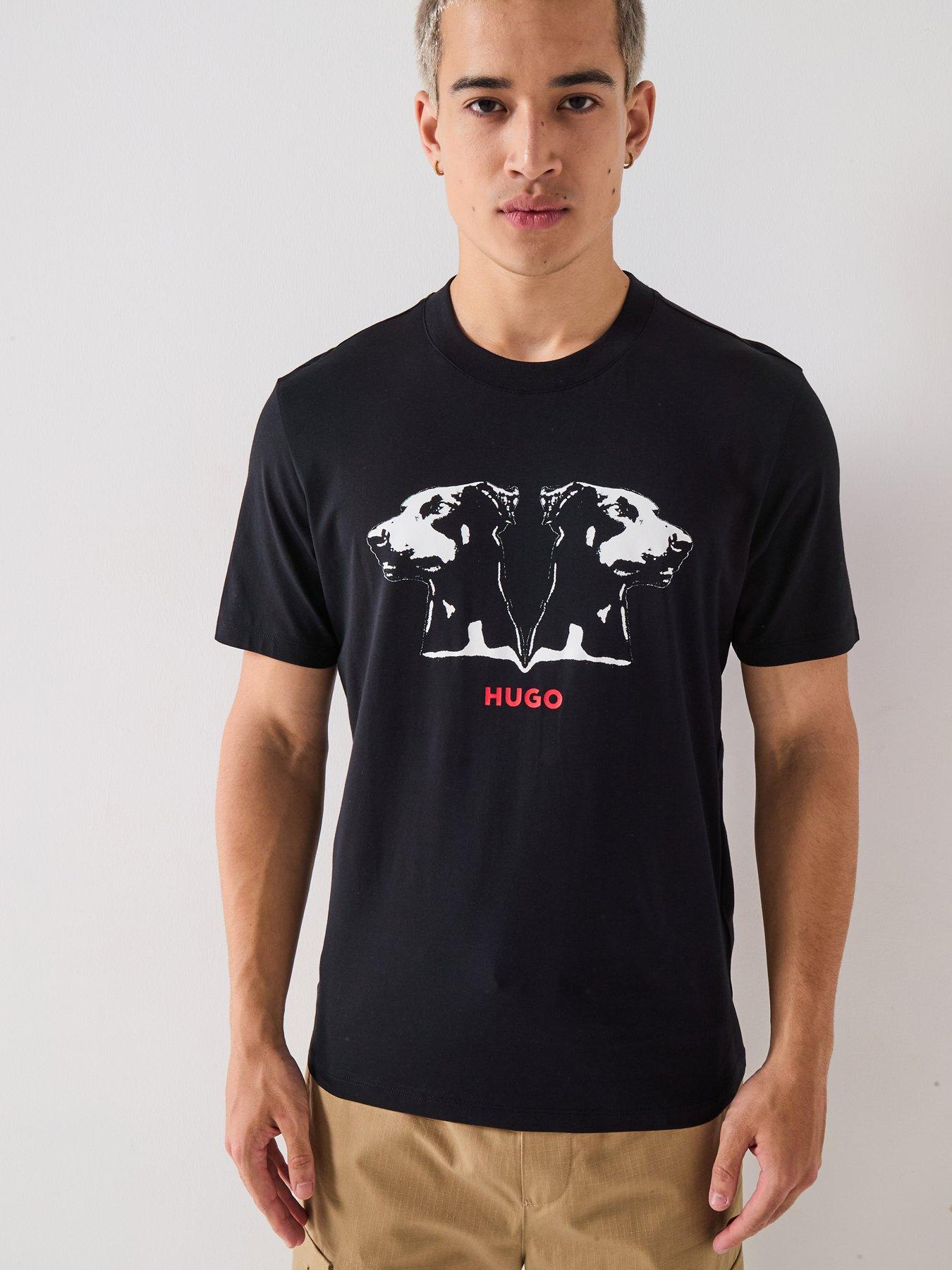 Image 4 of 4 of HUGO Regular Fit Animal Print Dobero T-Shirt - Black