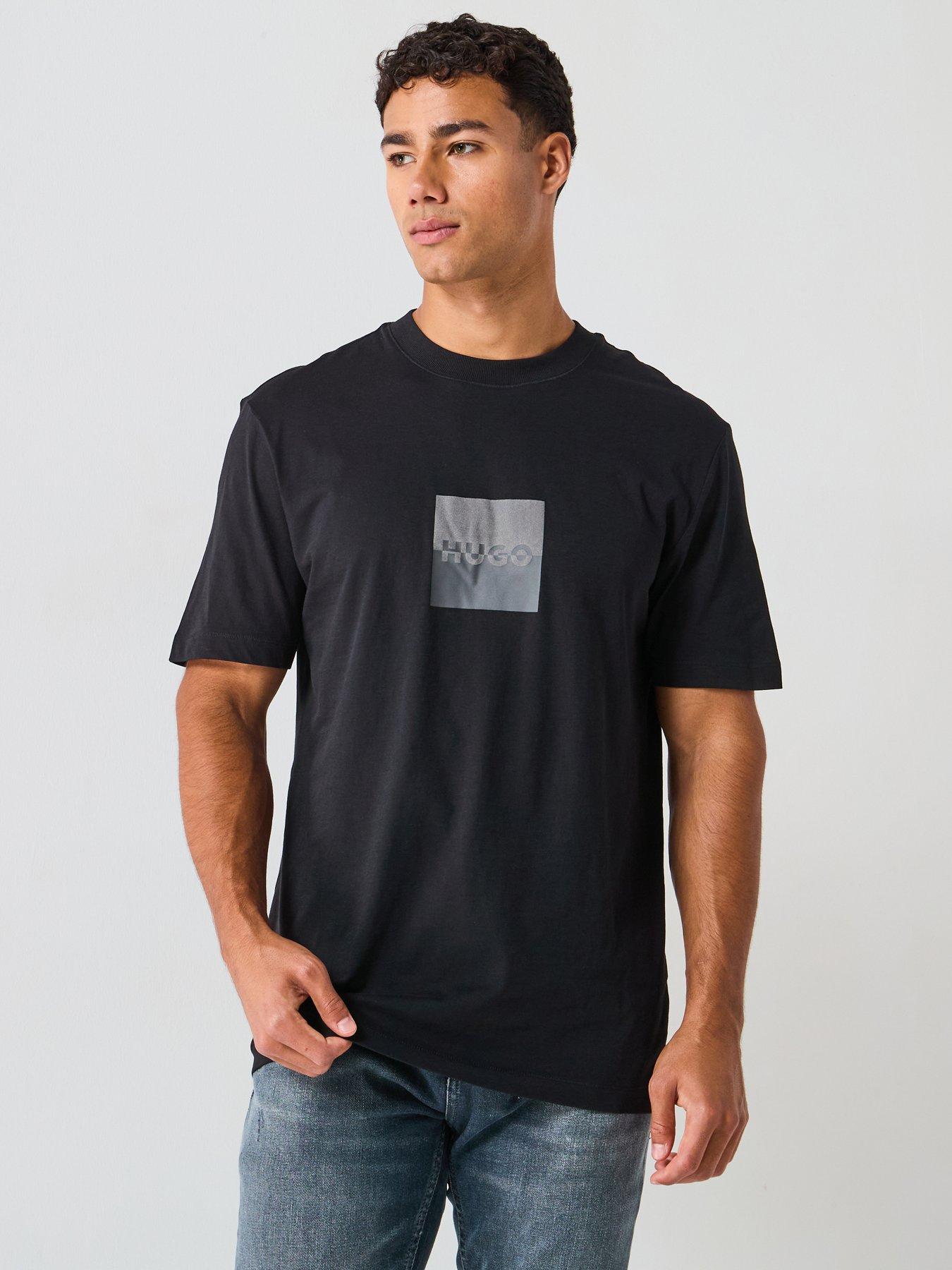 HUGO Regular Fit Dusplit Logo T-shirt - Black