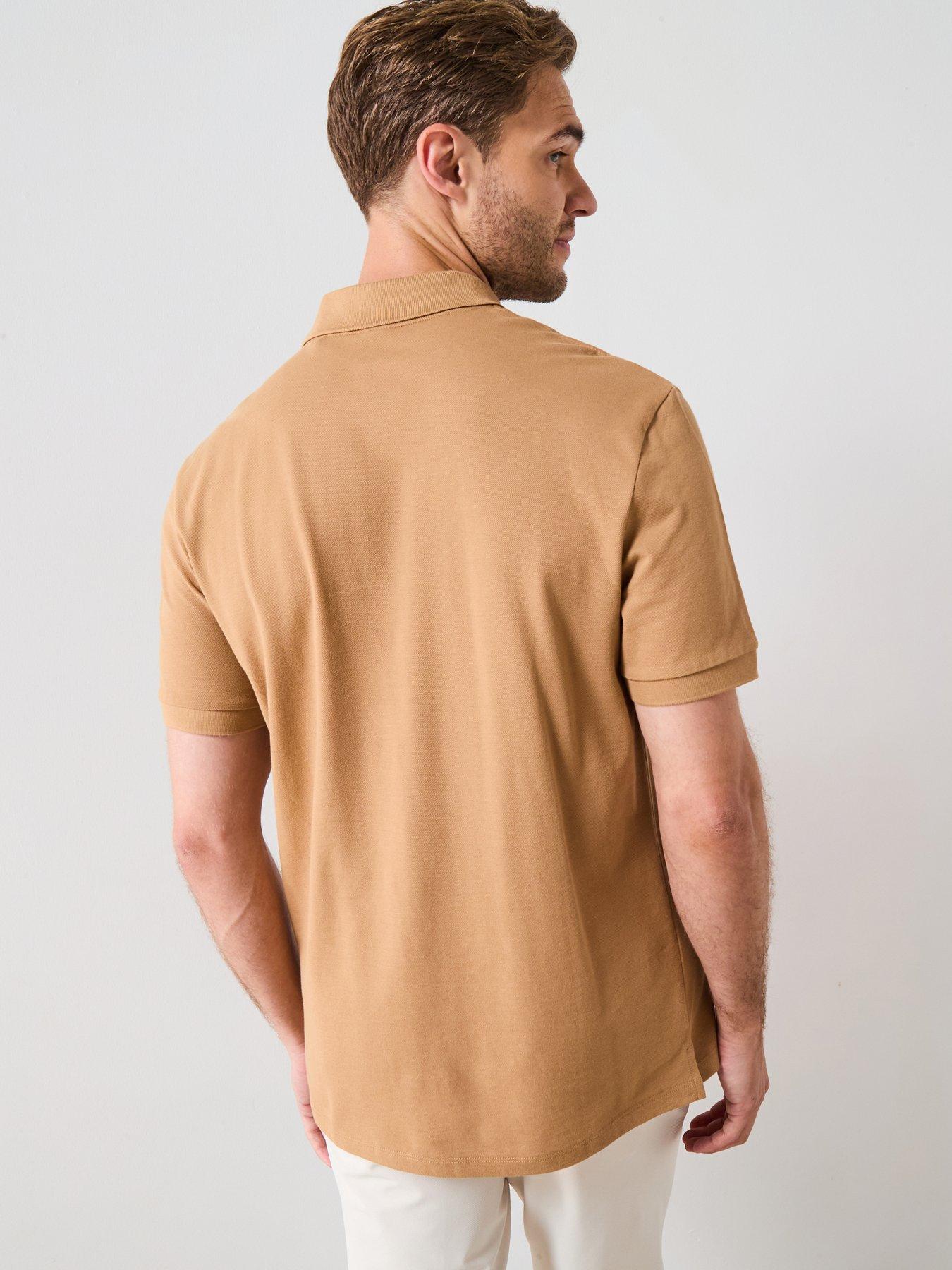Image 2 of 6 of BOSS Pallas Regular Cotton Pique Polo Shirt - Dark Beige