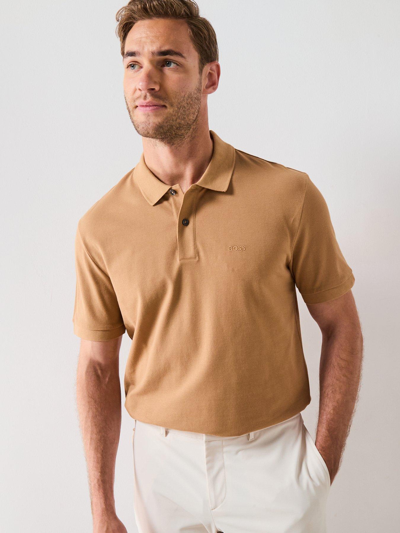 Image 6 of 6 of BOSS Pallas Regular Cotton Pique Polo Shirt - Dark Beige