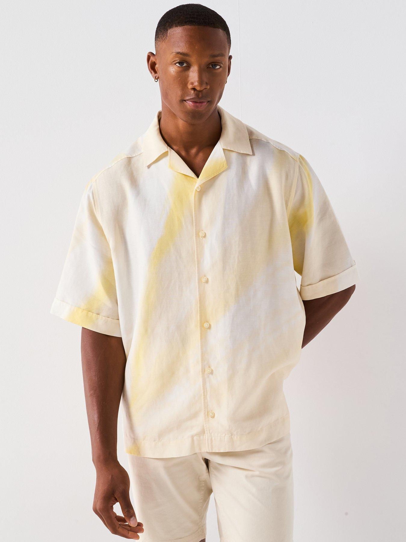 undefined Lapisy M Printed Short Sleeve Revere Collar Shirt - Yellow
