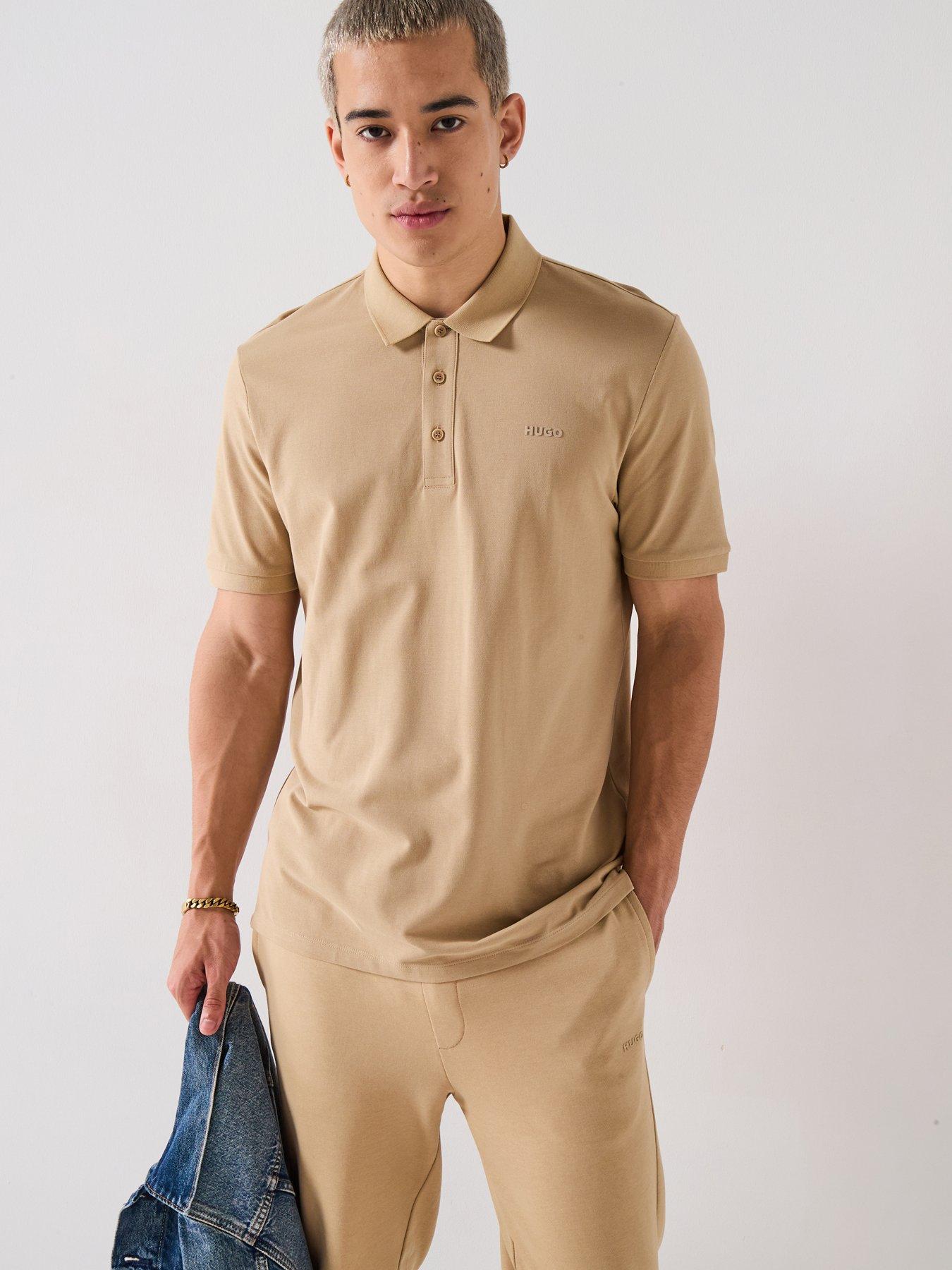 HUGO Donos222 Regular Fit Left Chest Logo Polo Shirt, Beige, Size Xl, Men