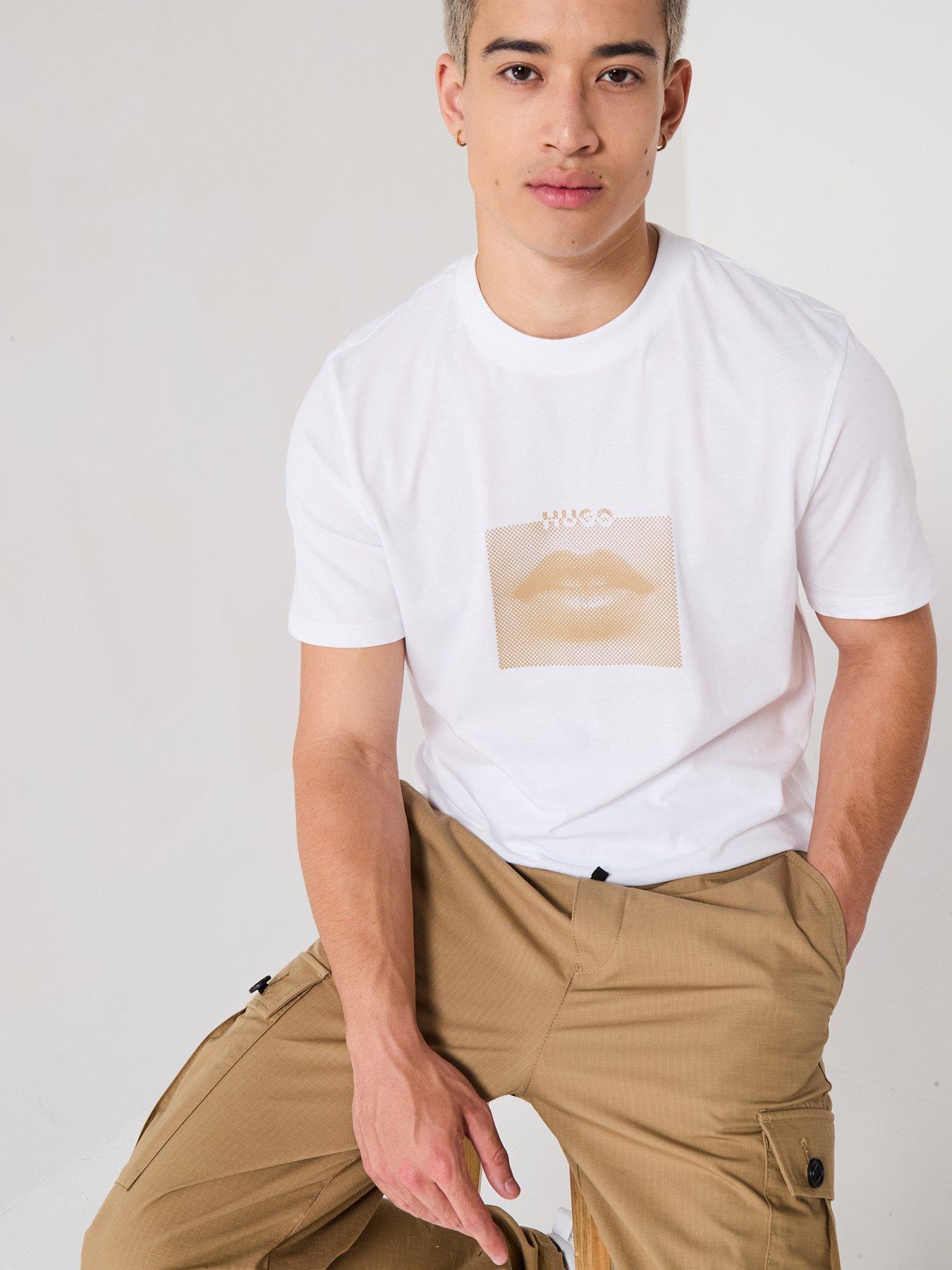 undefined Hugo Regular Fit Deterni Lips Graphic T-shirt - White