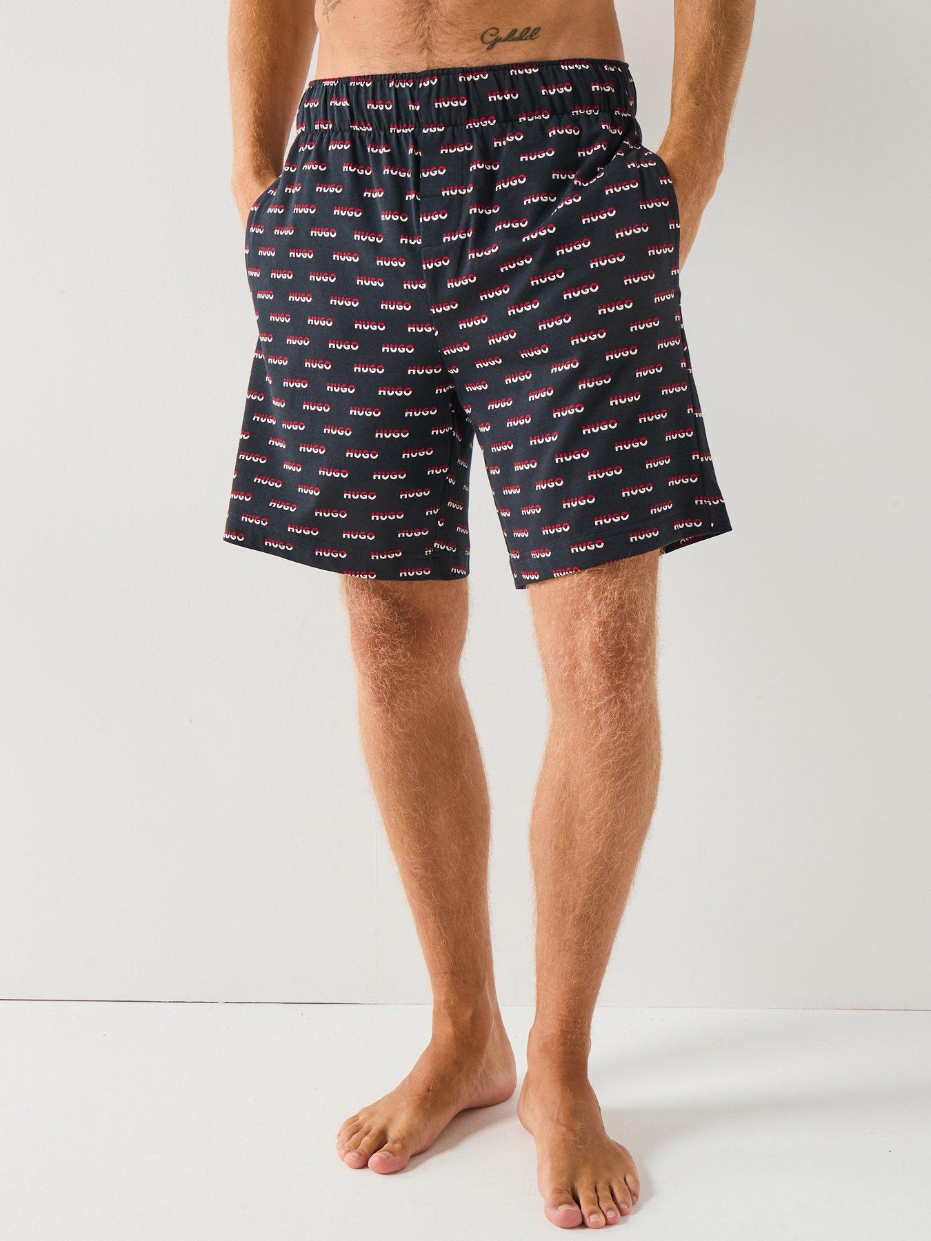 undefined Hugo Bodywear Split All Over Logo Loungewear Shorts - Black