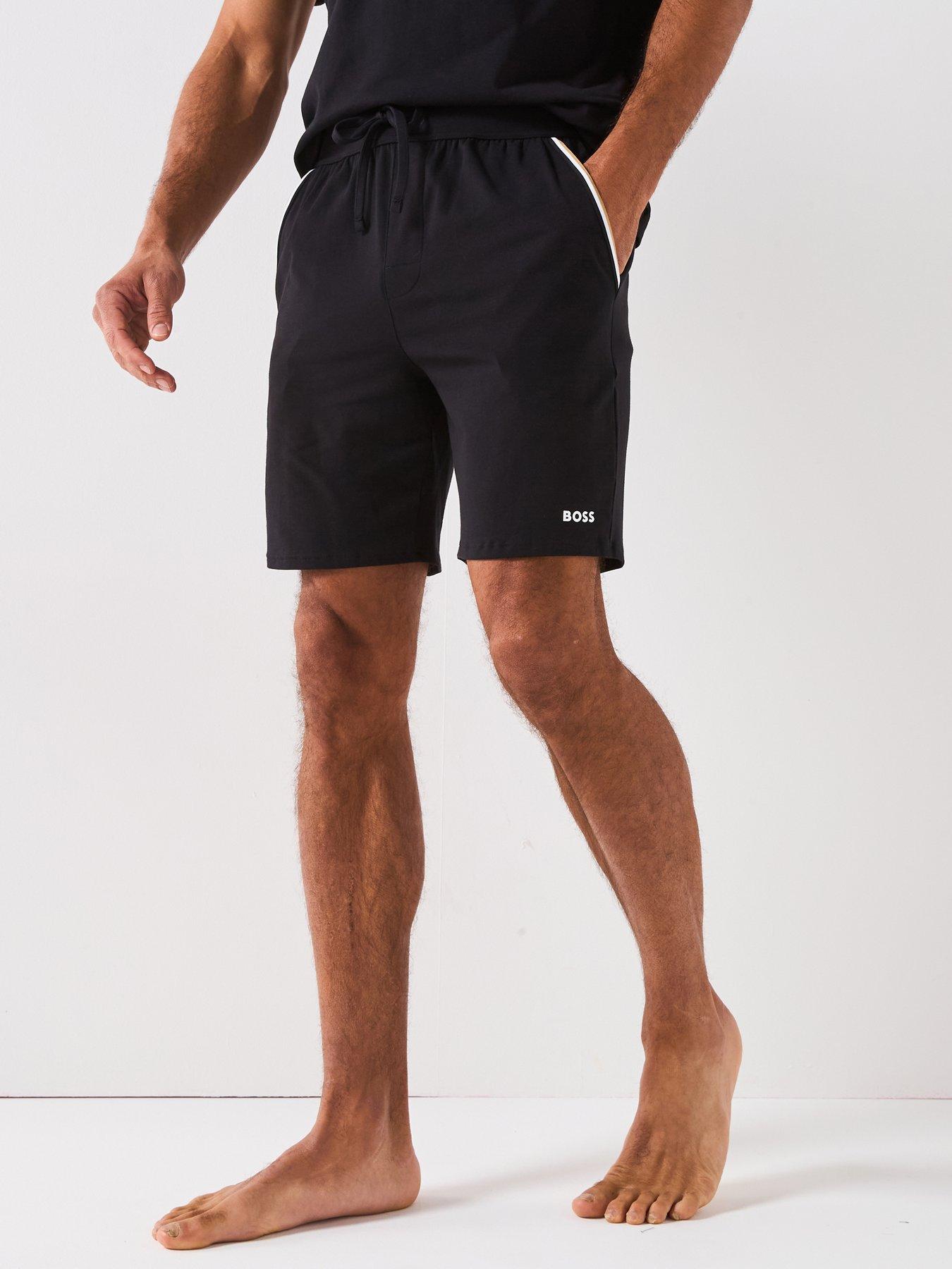 Hugo Boss Unique Global Stripe Taped Loungewear Shorts - Black