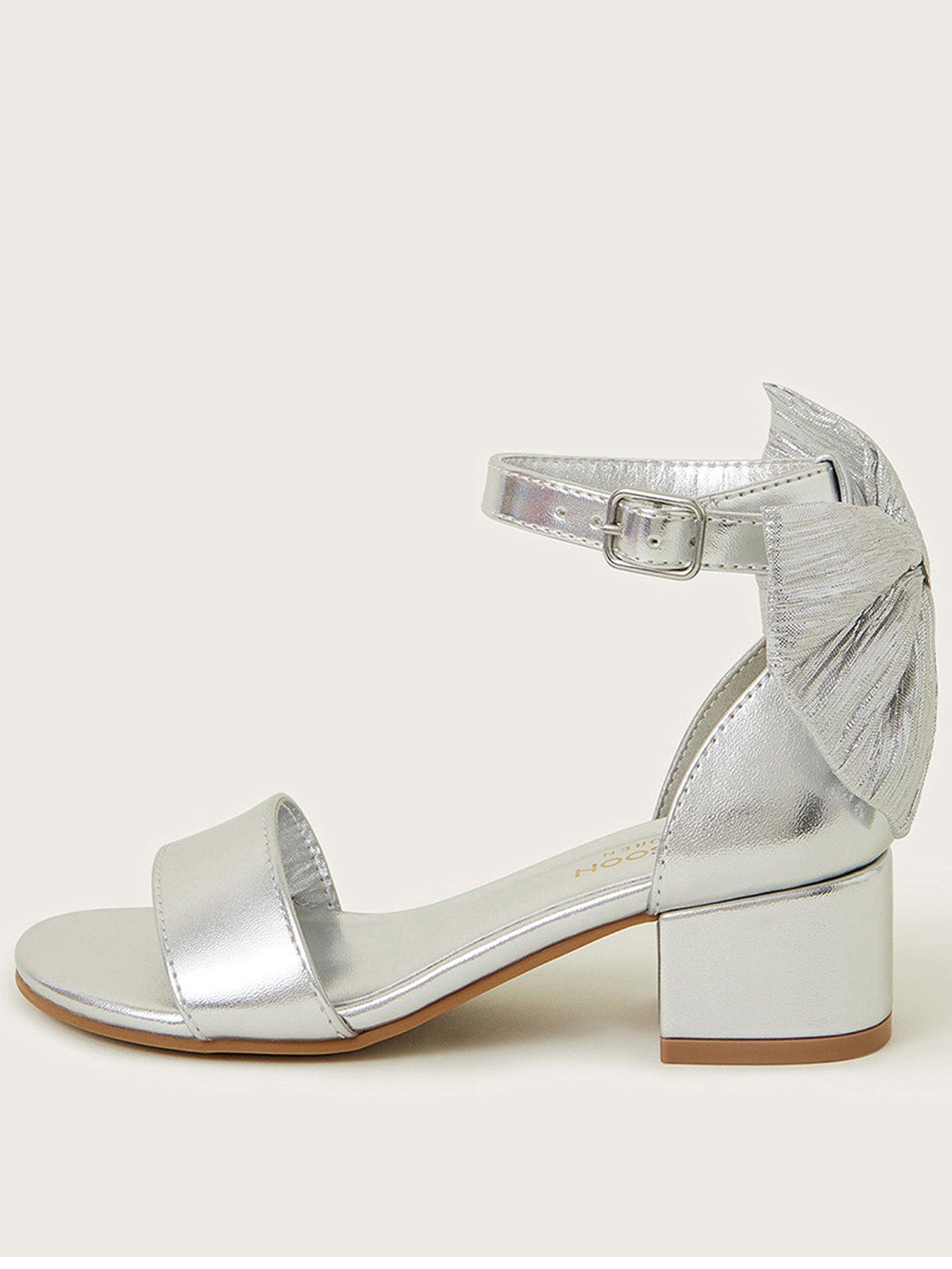 Monsoon Girls Two Part Bow Heeled Sandals - Silver
