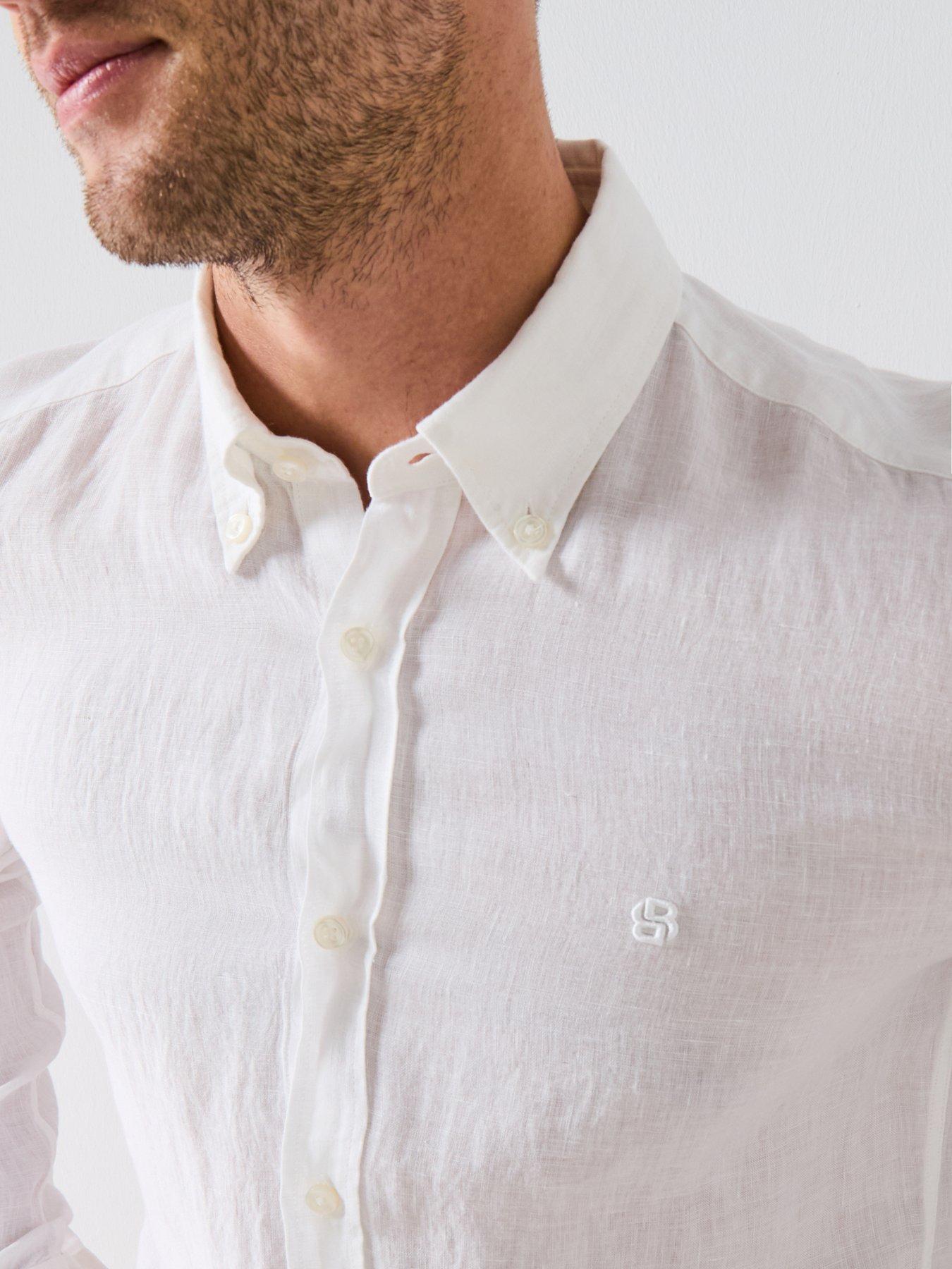 Image 6 of 6 of BOSS H-Roan Button Down Slim Fit Shirt - White