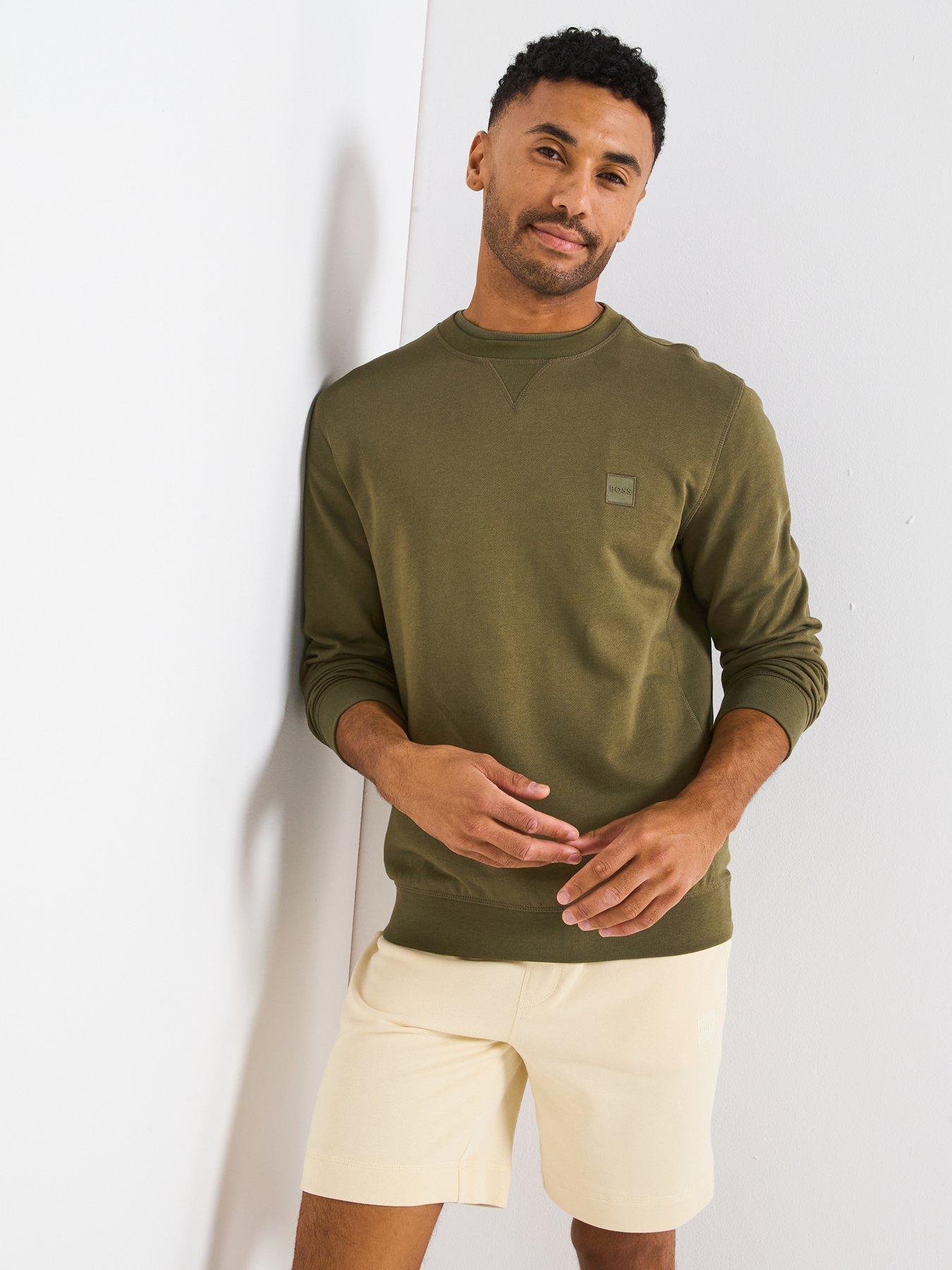 BOSS Westart Relaxed Fit Crew Sweater - Green