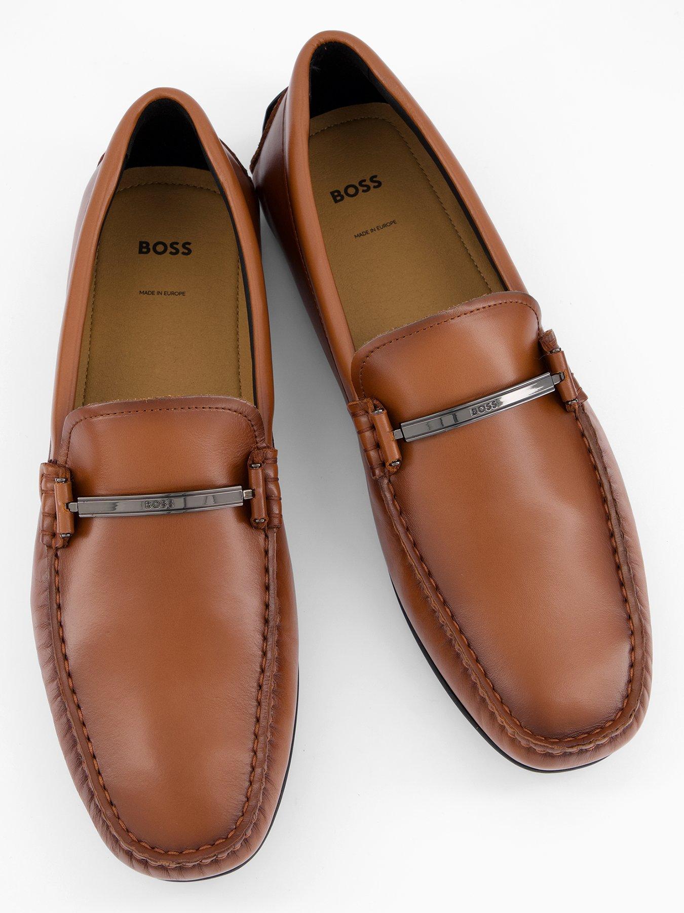 BOSS Noel Leather Moccasin Casual Slip Ons - Brown | Very display picture 1
