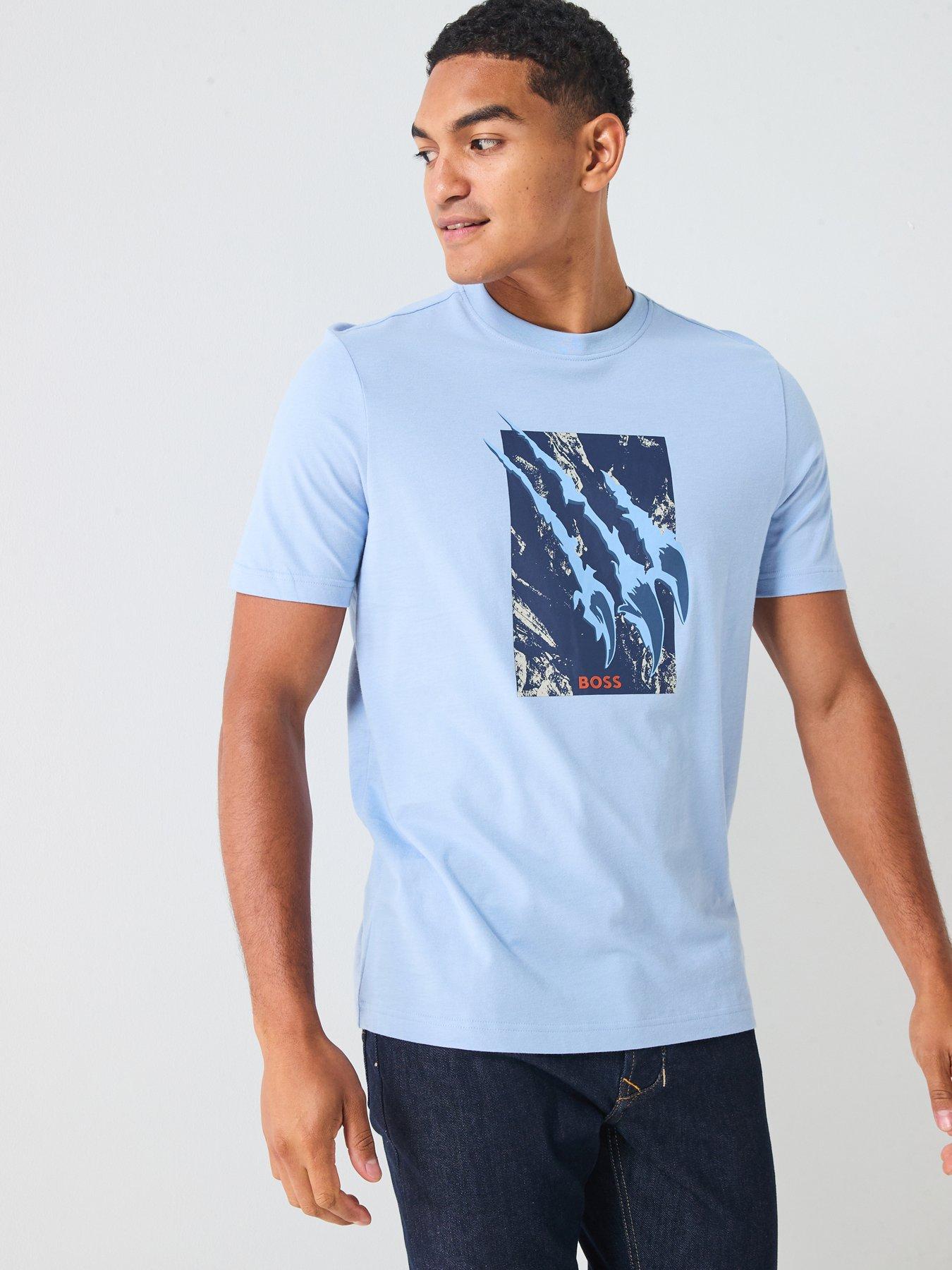 undefined Animali Regular Fit Scratch Graphic T-Shirt - Light Blue