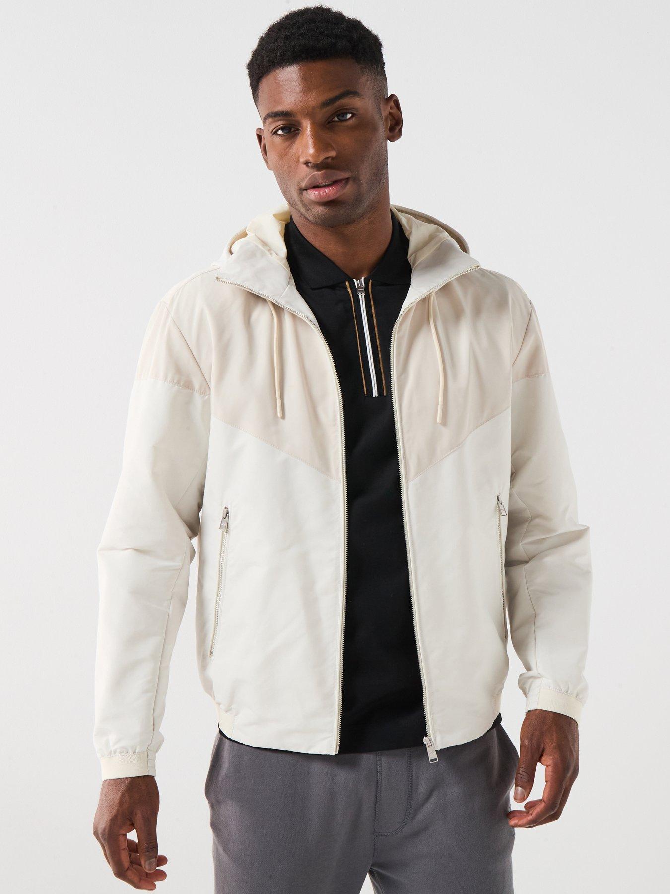 BOSS H-Cireno4 Lightweight Hooded Jacket, Beige, Size 52=Uk42, Men