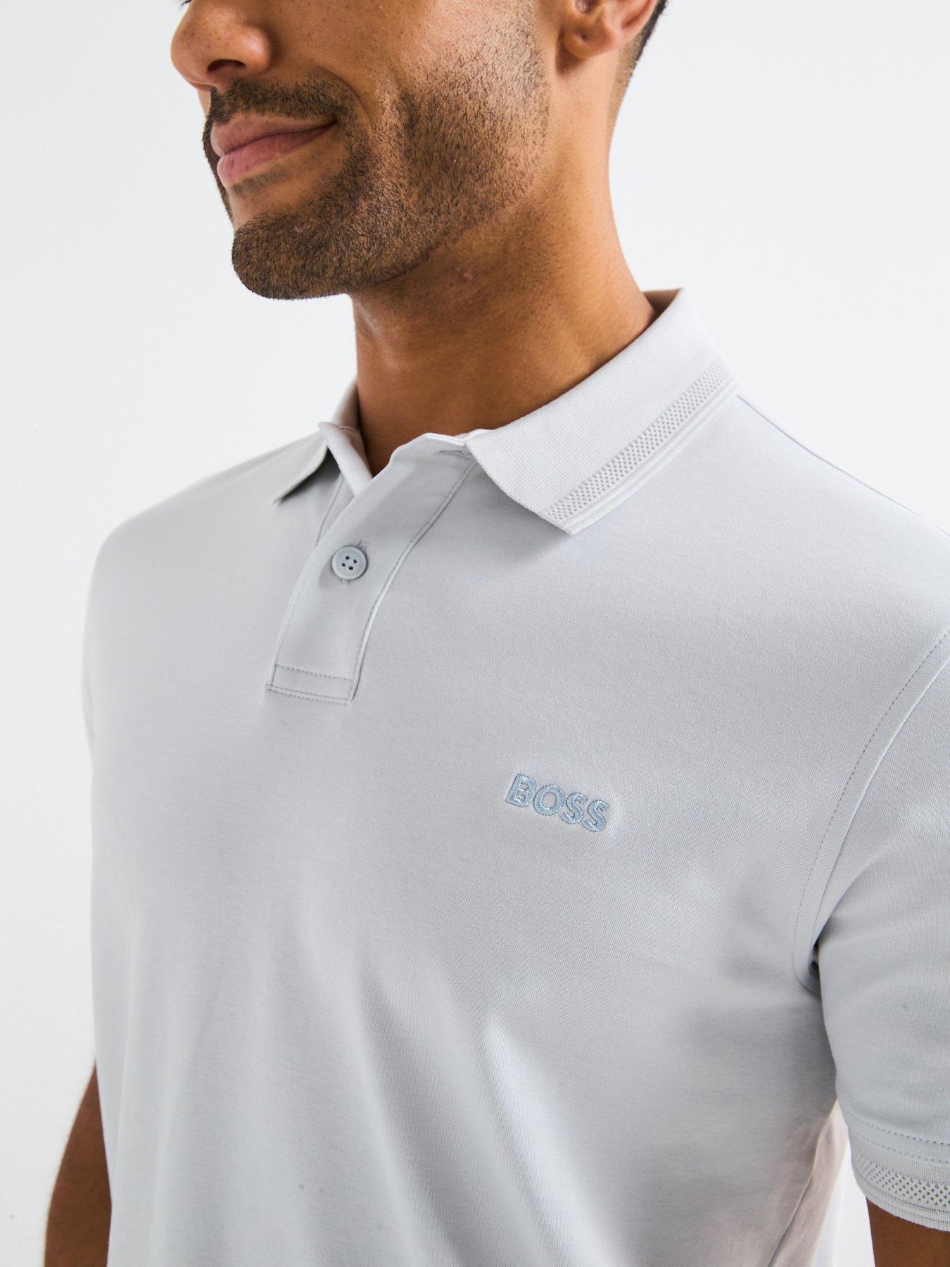 Image 4 of 4 of BOSS Pe Interlock Tonal Logo Polo Shirt - Grey