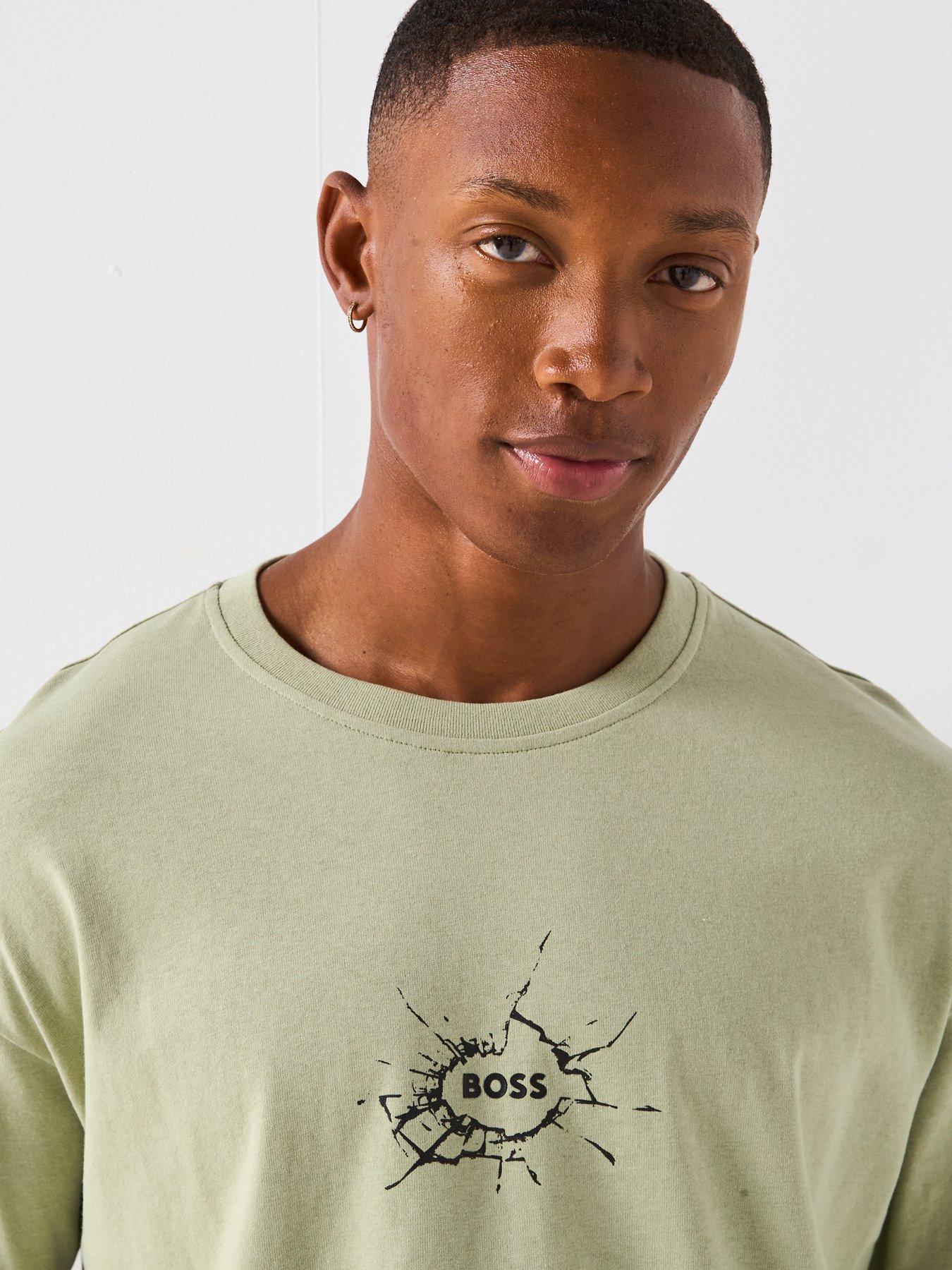 Image 4 of 6 of BOSS Voyage Relaxed Fit Small Crack Logo T-Shirt - Green