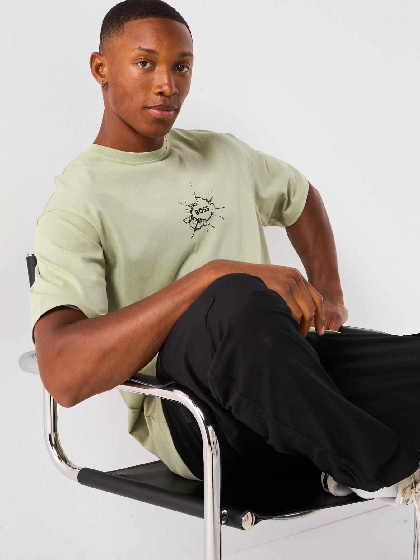 Image 6 of 6 of BOSS Voyage Relaxed Fit Small Crack Logo T-Shirt - Green