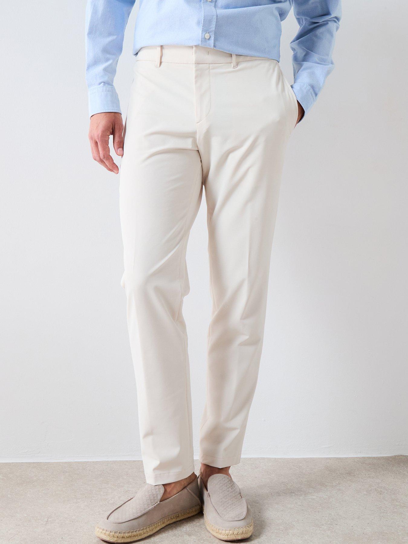 undefined P-Genius Slim Fit Performance Tech Trousers - Cream