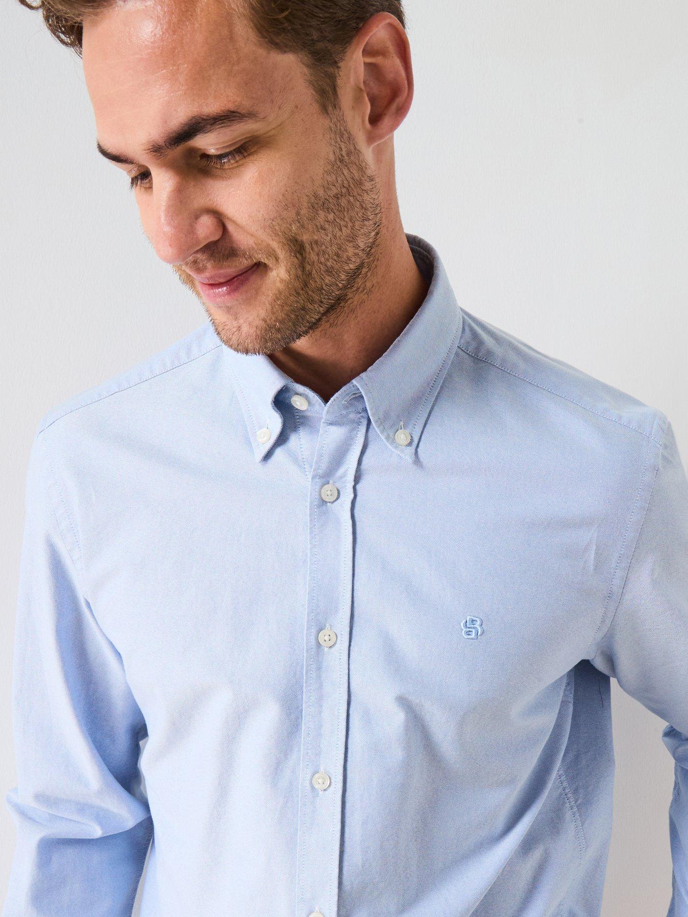 undefined Boss H-liam Plain Regular Fit Oxford Shirt - Light Blue