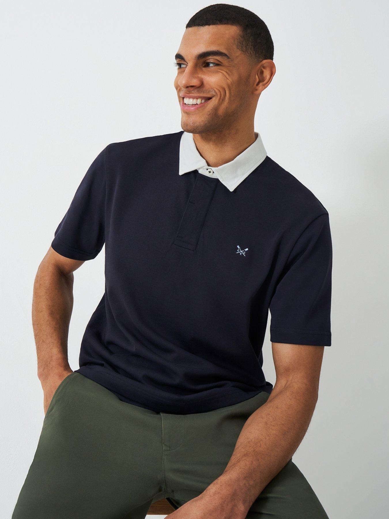 undefined Cotton Patch Detail Short Sleeve Polo Shirt - Navy