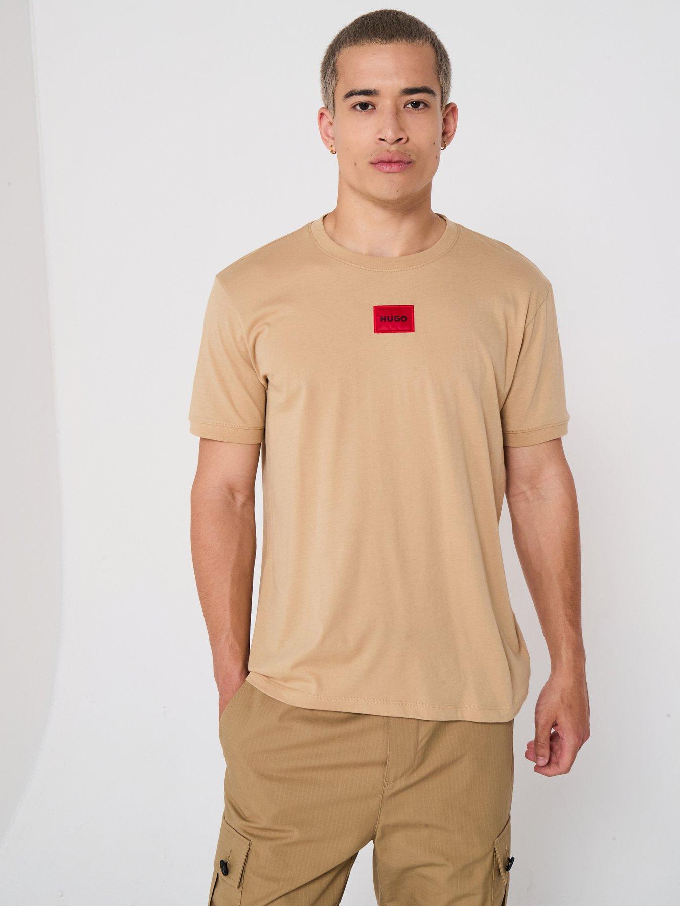 undefined Diragolino212 Regular Fit Centre Patch Logo T-Shirt - Beige