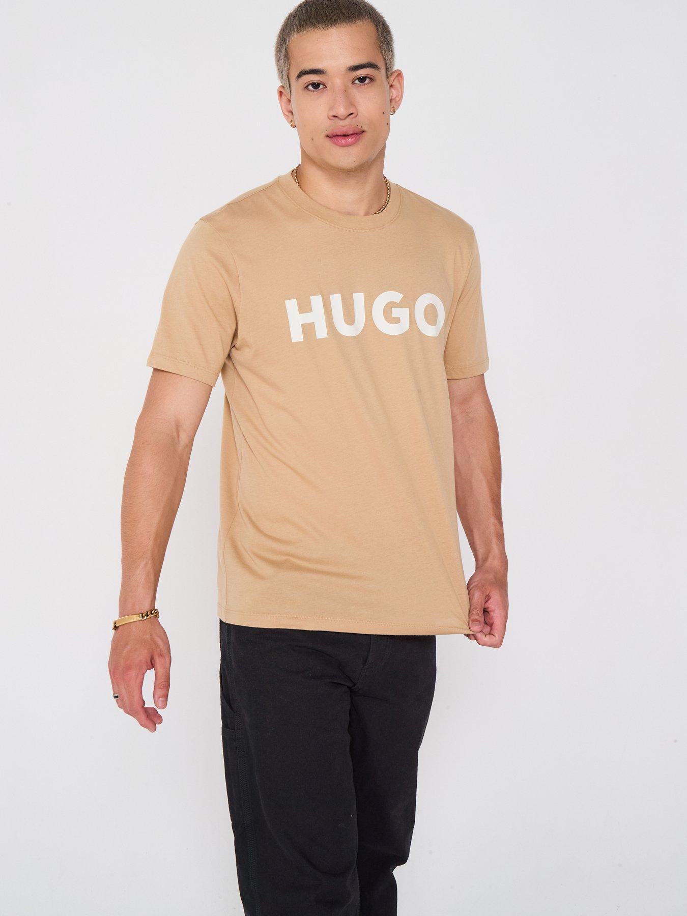 undefined Hugo Dulivio Regular Fit Large Logo T-shirt - Beige