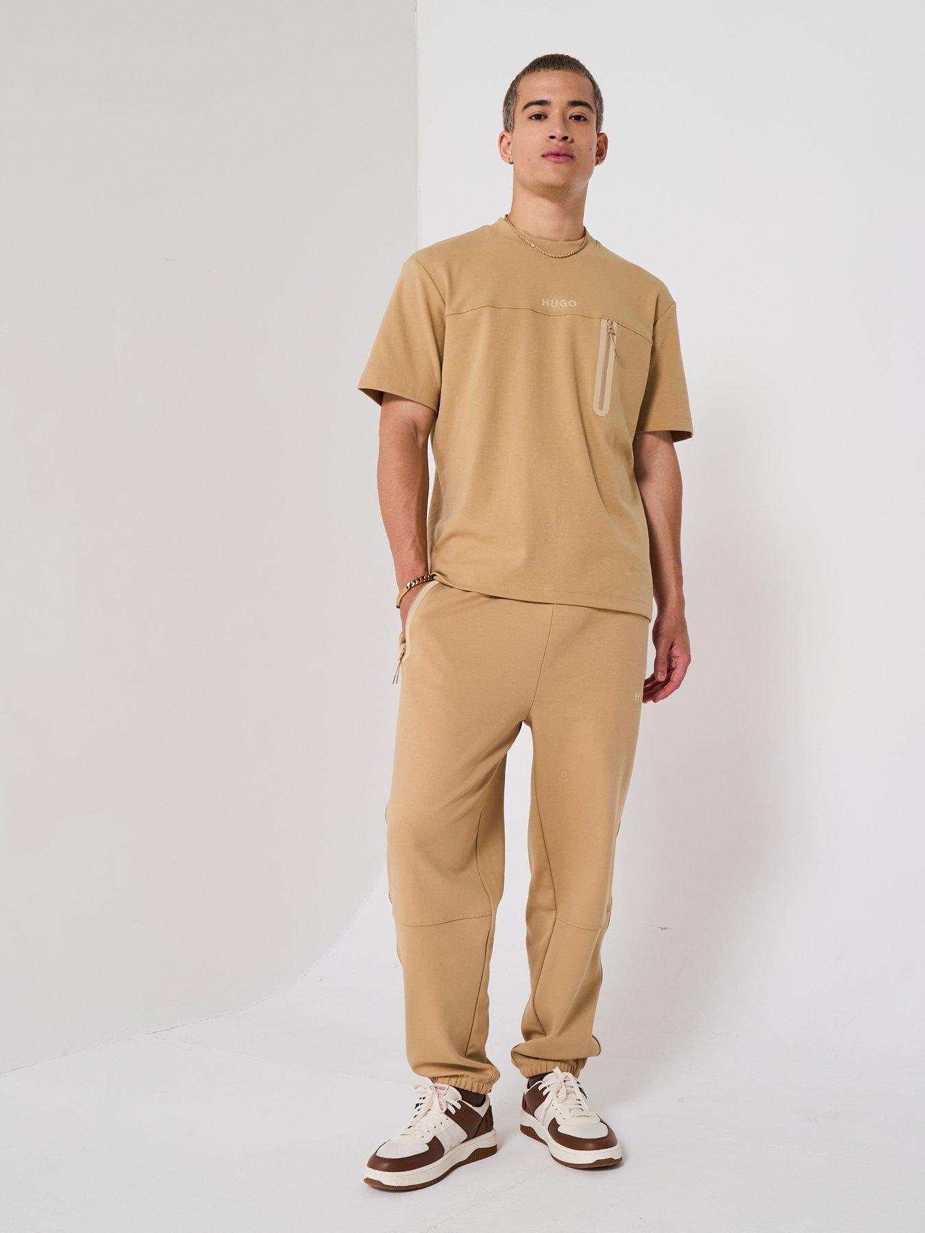 Image 3 of 6 of HUGO Relaxed Fit Dubi Tech T-Shirt - Beige