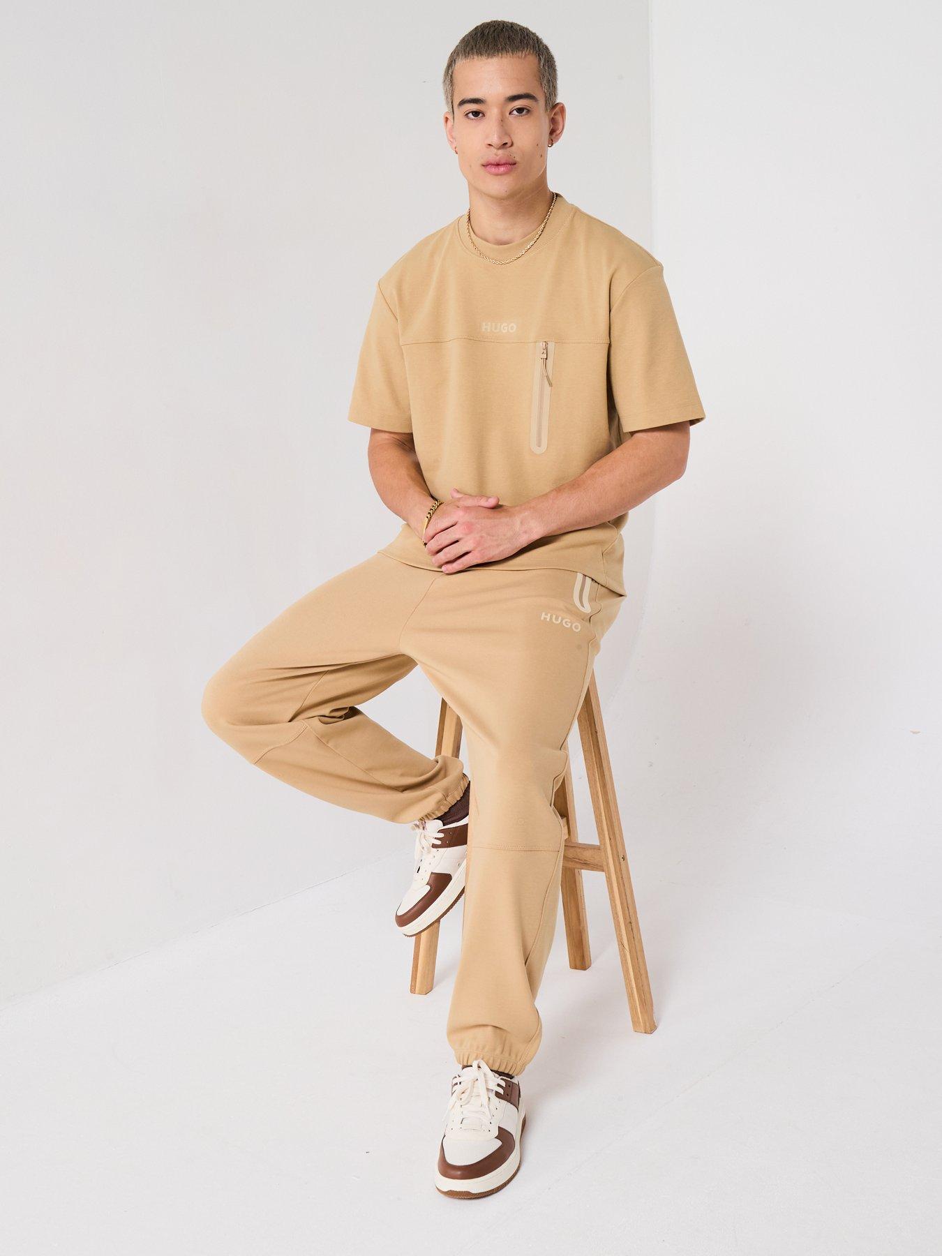 Image 5 of 6 of HUGO Relaxed Fit Dubi Tech T-Shirt - Beige