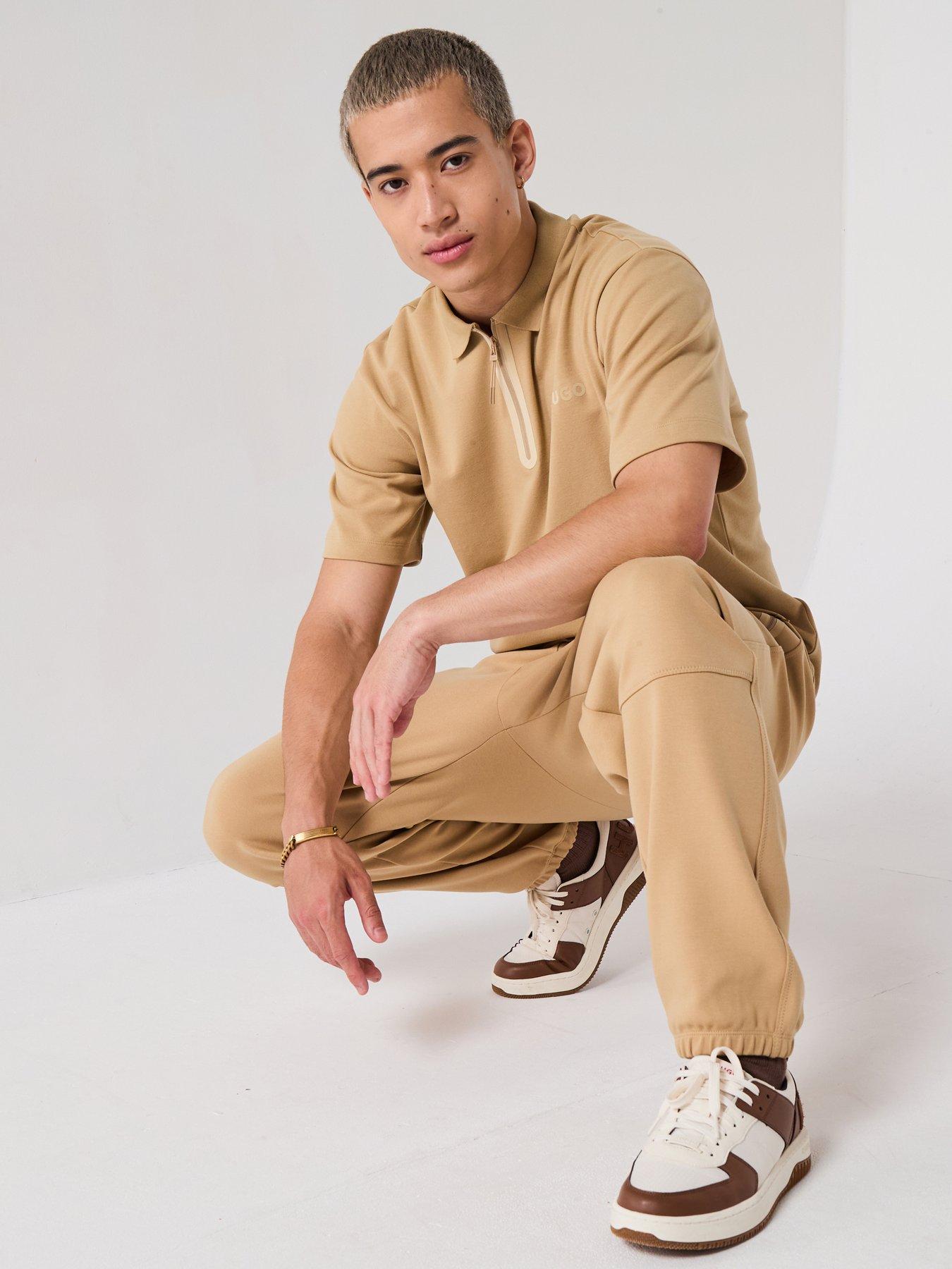 undefined Relaxed Fit Dubilo Teck Zip Polo Shirt - Beige