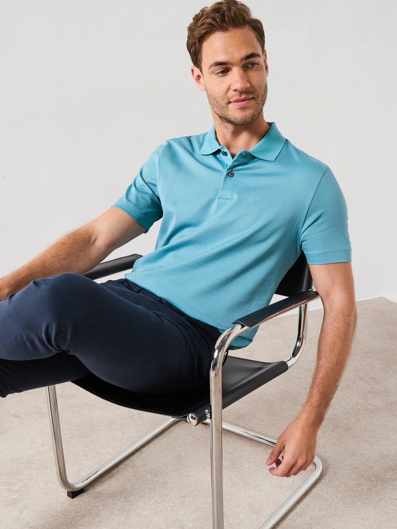 undefined Boss C-parlay 212 Regular Fit Mercerised Textured Polo Shirt - Light Blue