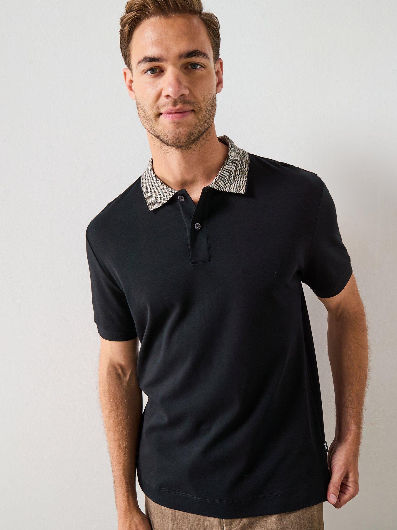 undefined Boss H-parlay 302 Regular Fit Contrast Collar Polo Shirt - Black