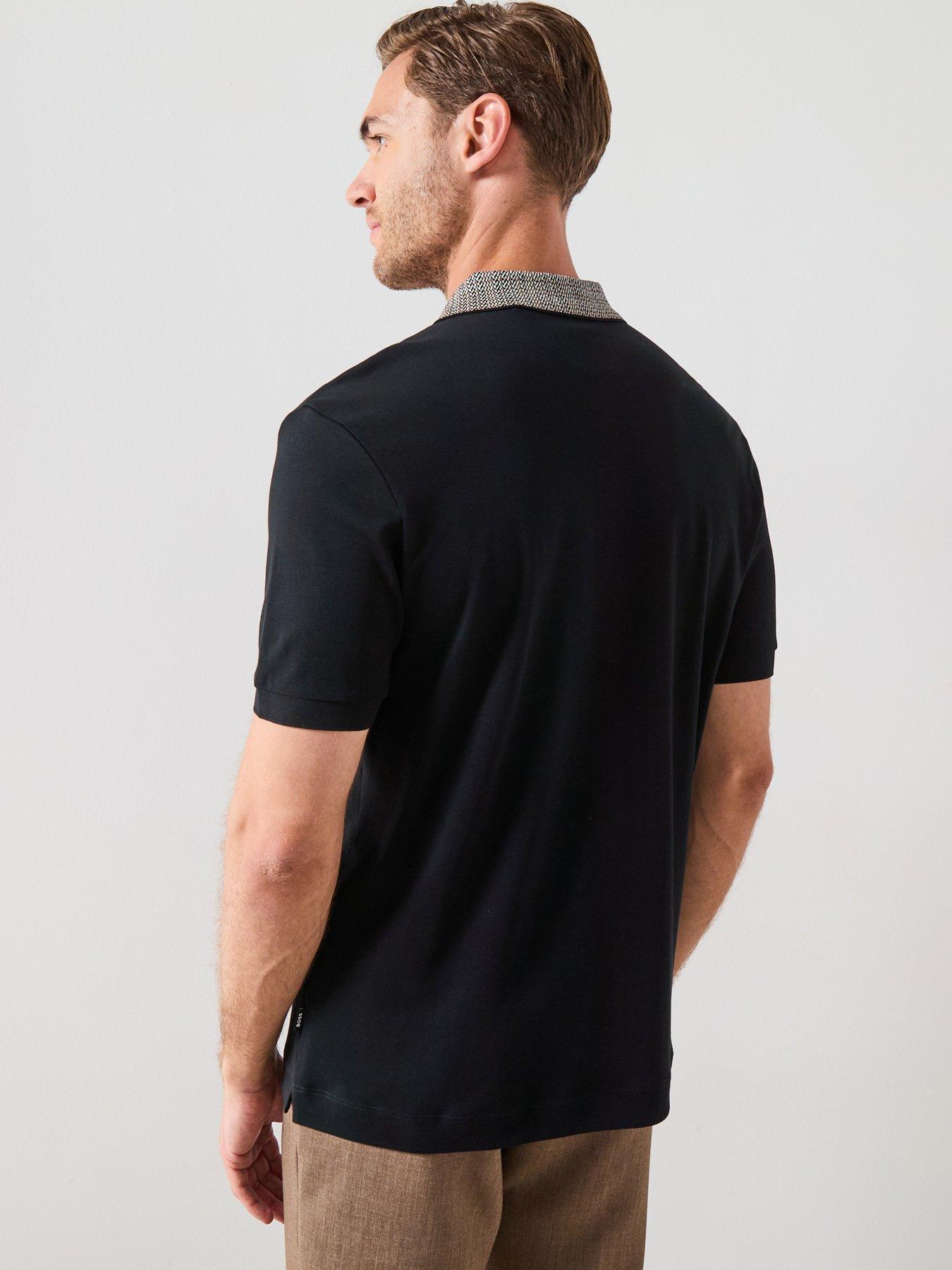 Image 2 of 6 of BOSS H-Parlay 302 Regular Fit Contrast Collar Polo Shirt - Black