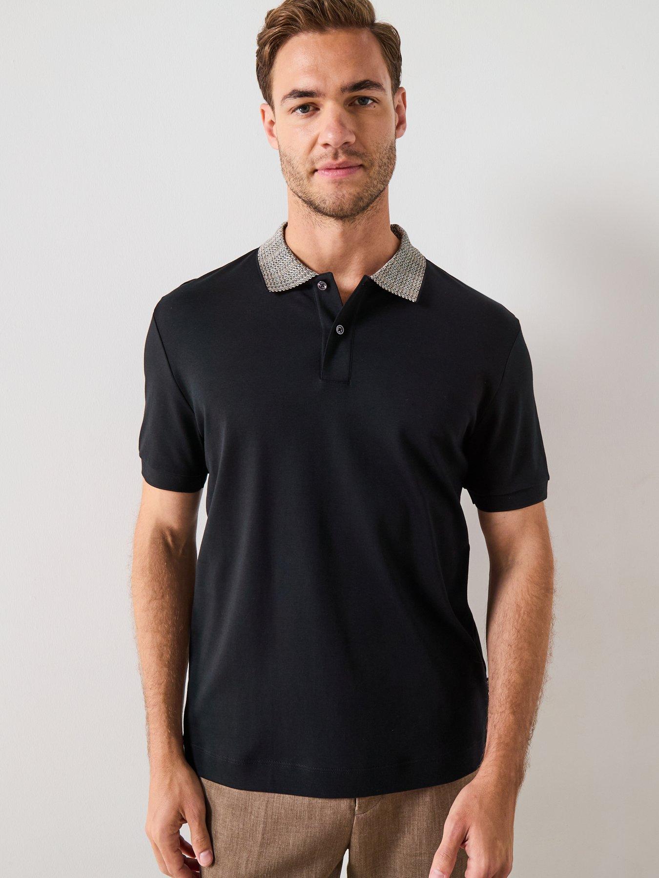 Image 4 of 6 of BOSS H-Parlay 302 Regular Fit Contrast Collar Polo Shirt - Black