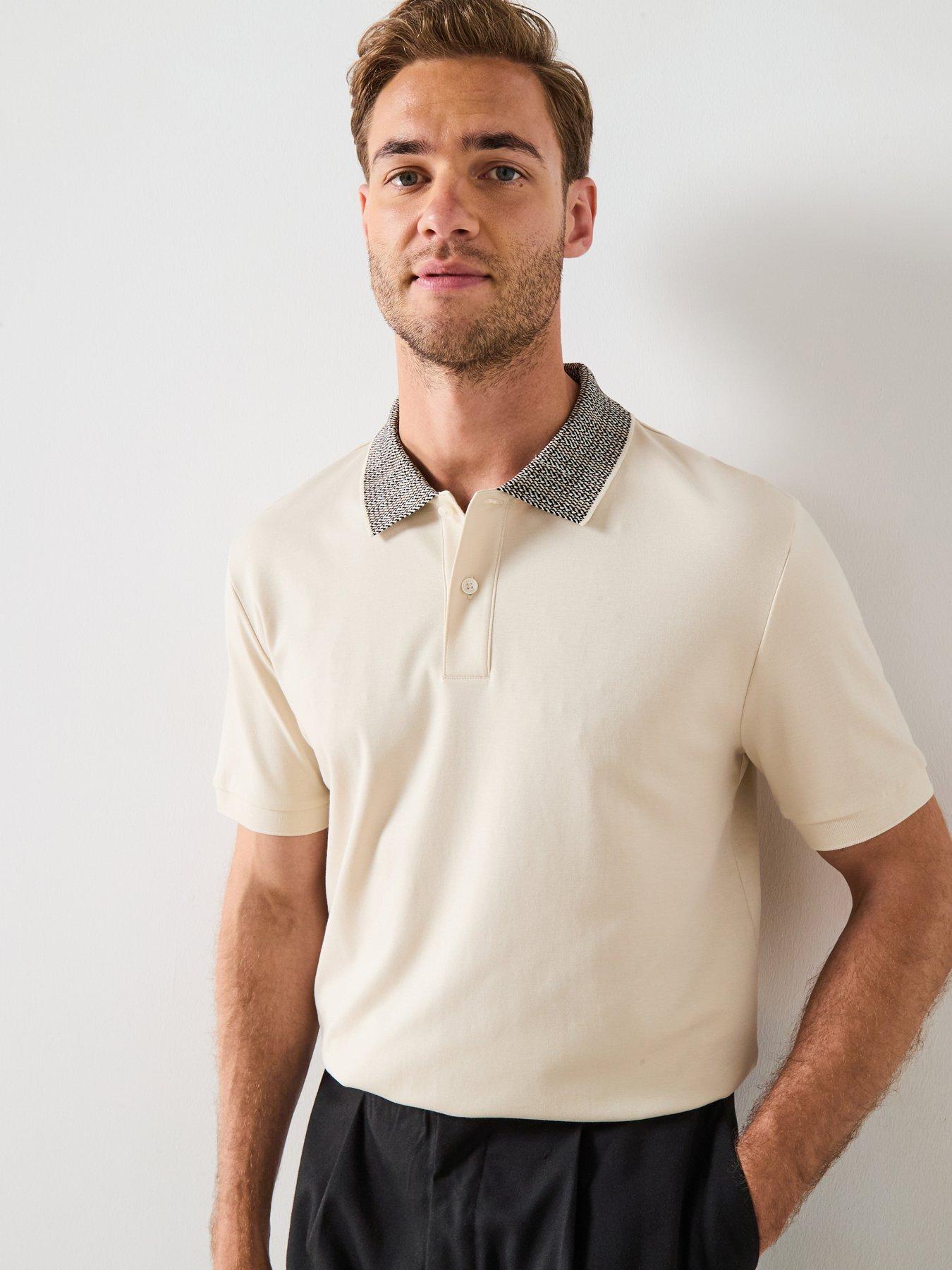 undefined Boss H-parlay 302 Regular Fit Contrast Collar Polo Shirt - Light Beige