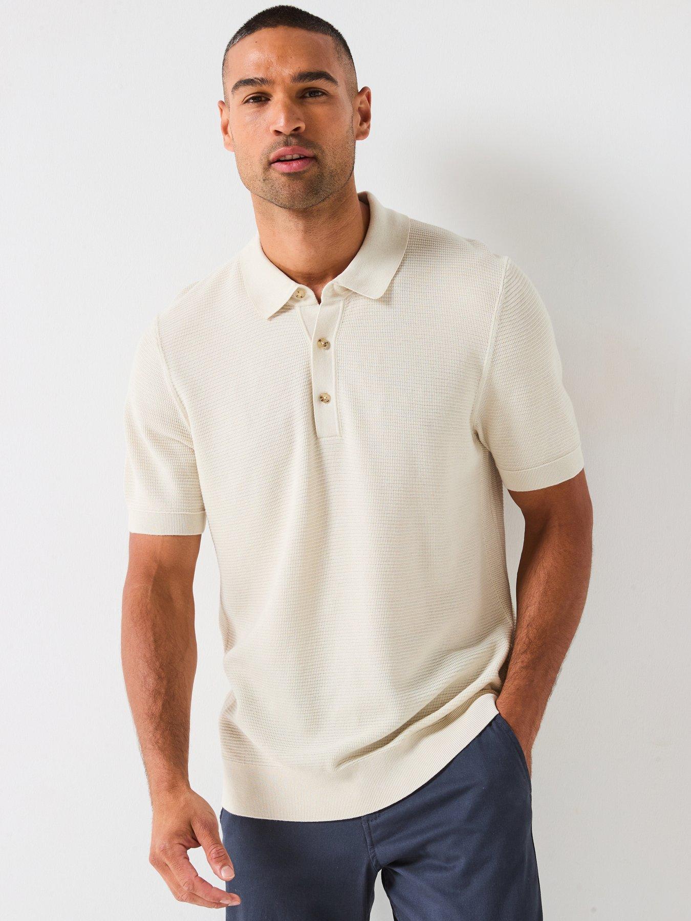 undefined H-iannotti Regular Fit Knitted Polo Shirt - Cream