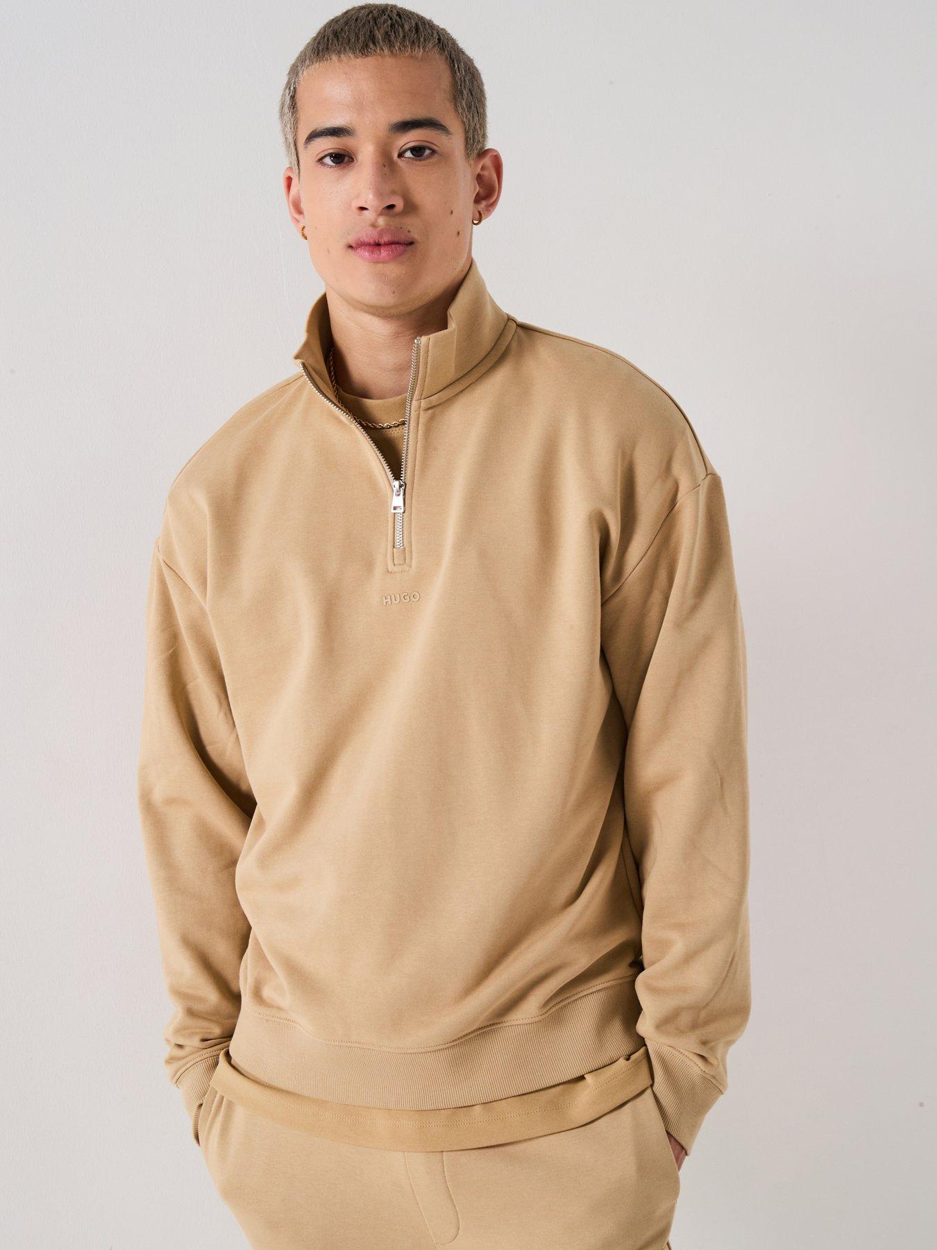undefined Durty244 Relaxed Fit 1/4 Zip Sweat - Beige