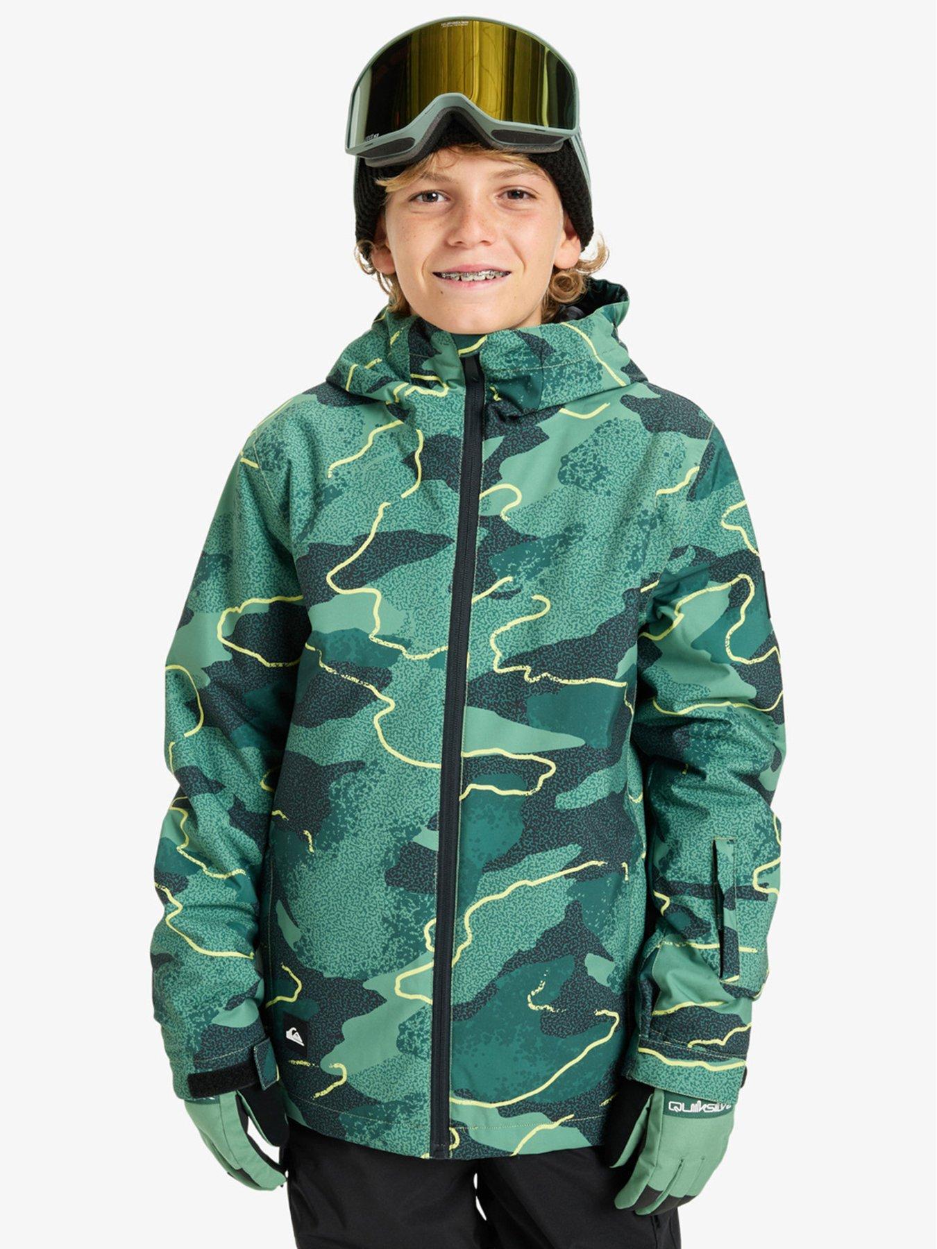 Quiksilver Junior Boys Skiing Mission Printed Jacket, Green, Size 14 Years
