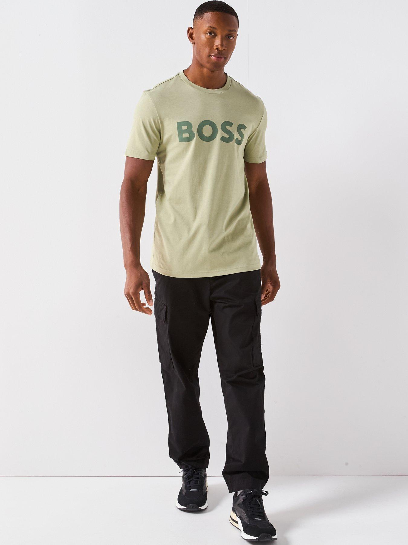 Image 3 of 6 of BOSS Thinking 1 Regular Fit Large Logo T-Shirt - Green
