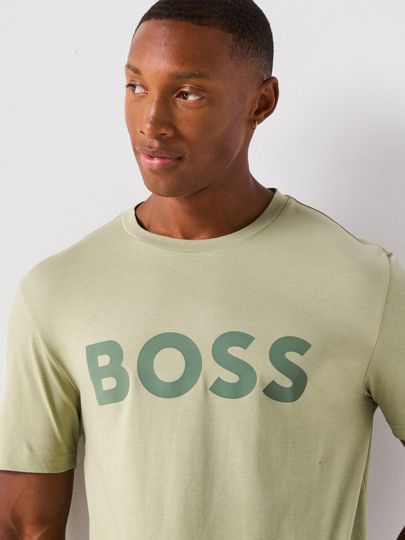 Image 4 of 6 of BOSS Thinking 1 Regular Fit Large Logo T-Shirt - Green