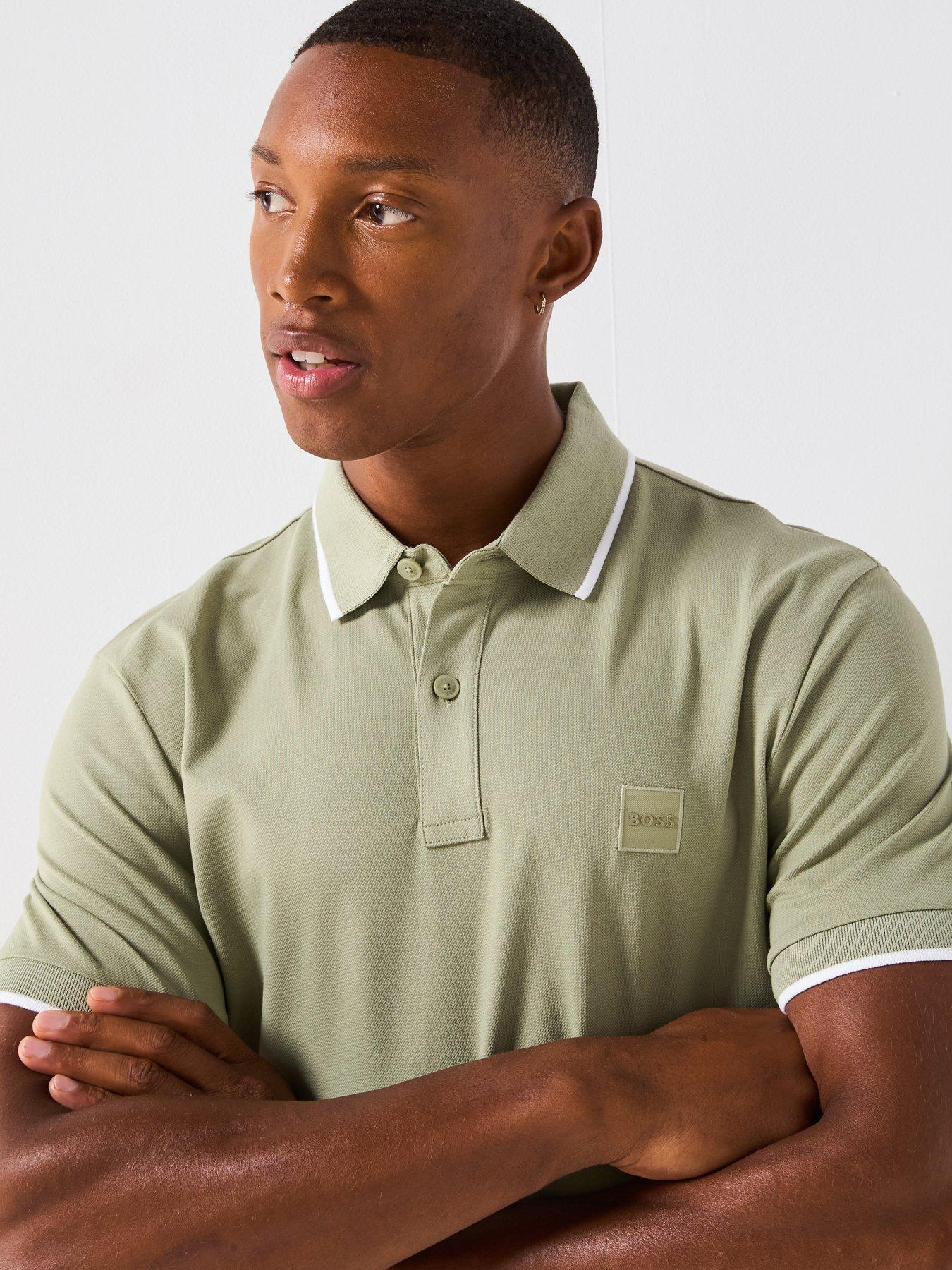 Image 4 of 6 of BOSS Passertip Slim Fit Short Sleeve Polo Shirt - Green