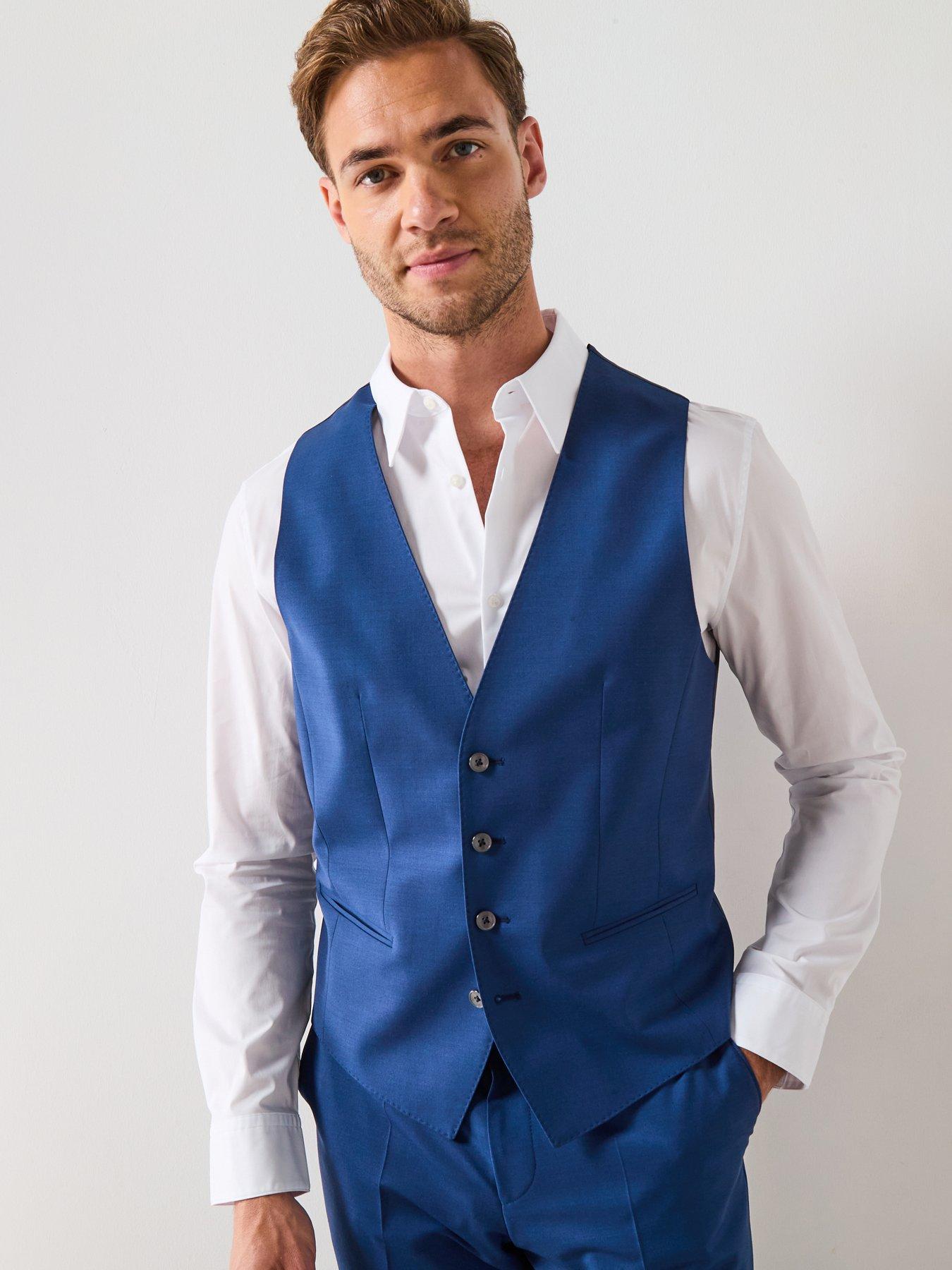BOSS H-Huge Waistcoat, Blue, Size 48=Uk38, Men