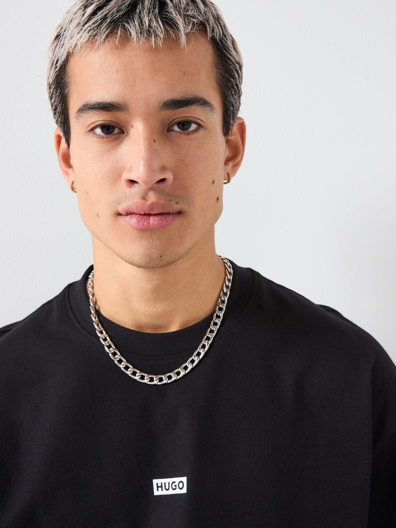 Image 4 of 5 of HUGO Blue Nalono Oversized International Logo Backprint T-Shirt - Black