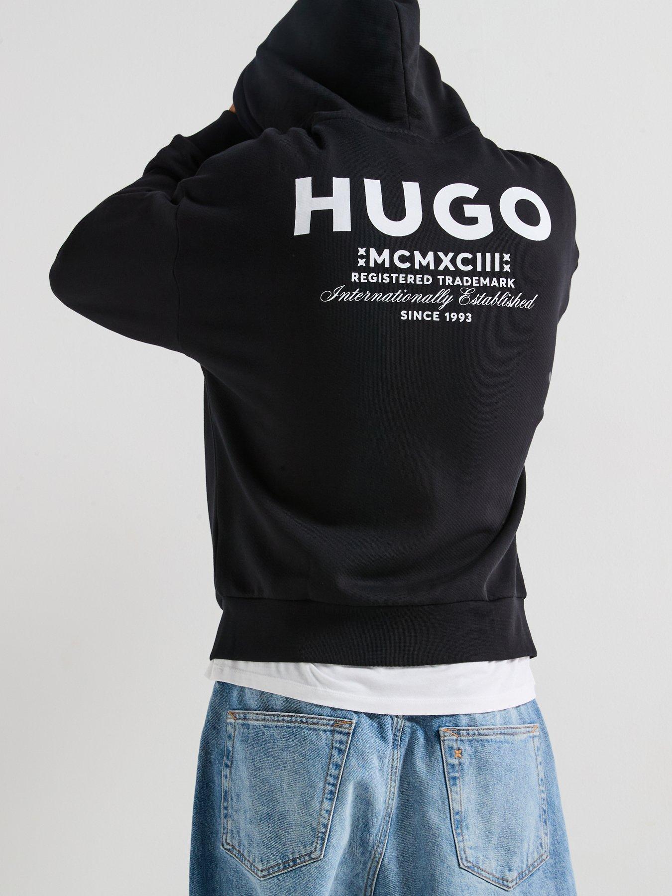 HUGO Blue Nardimez International Loose Zip Through Hoodie - Black