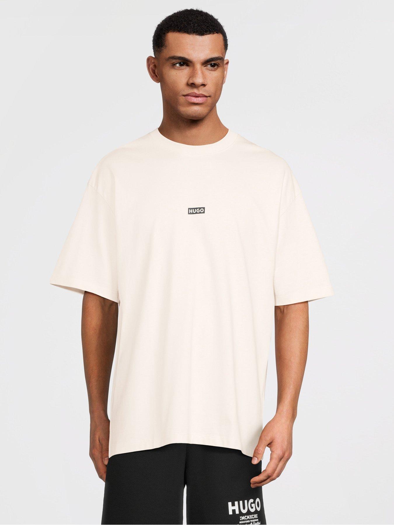 Image 1 of 6 of HUGO Blue Nalono Oversized International Logo Backprint T-Shirt - Off White