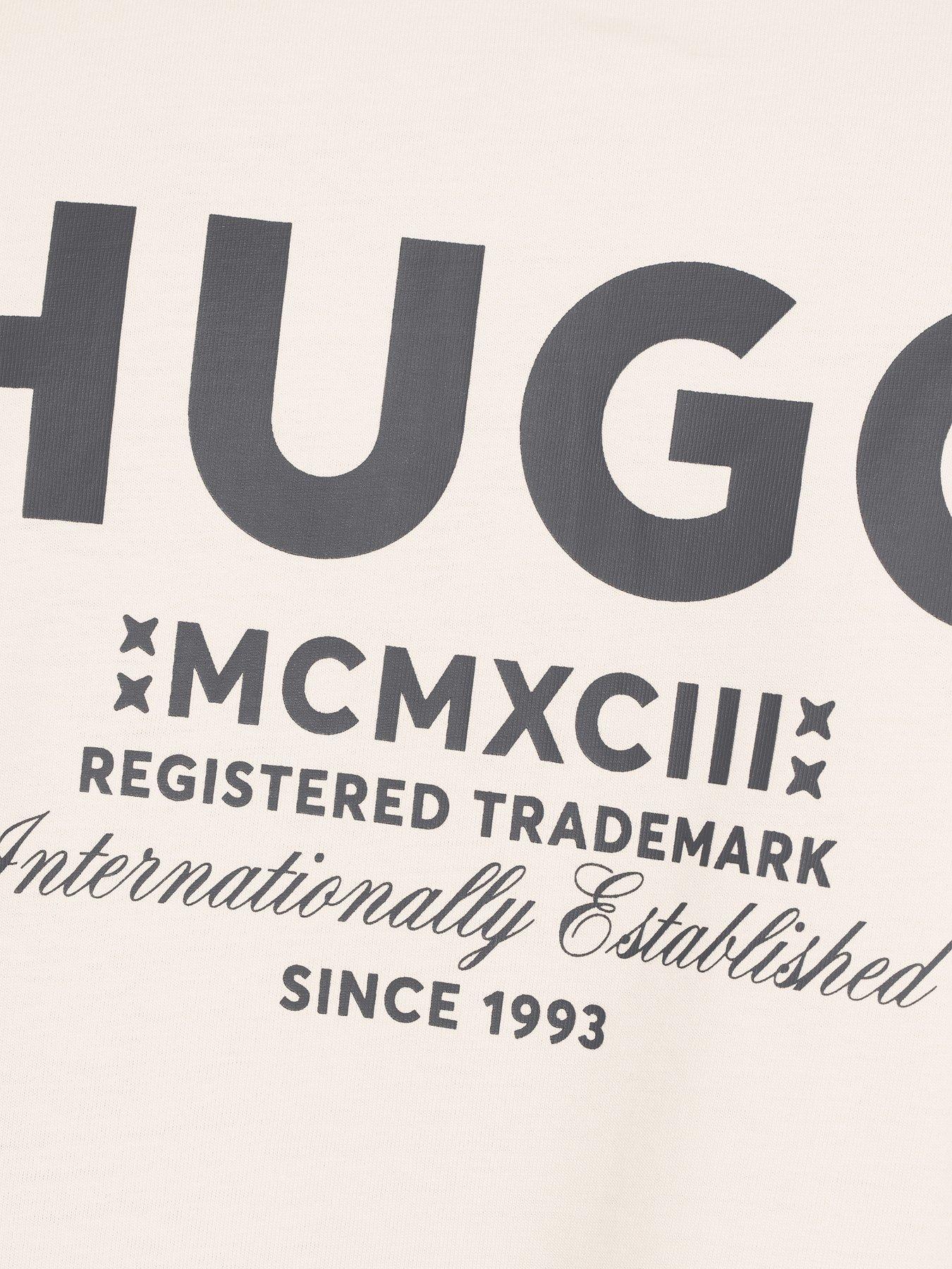 Image 5 of 6 of HUGO Blue Nalono Oversized International Logo Backprint T-Shirt - Off White