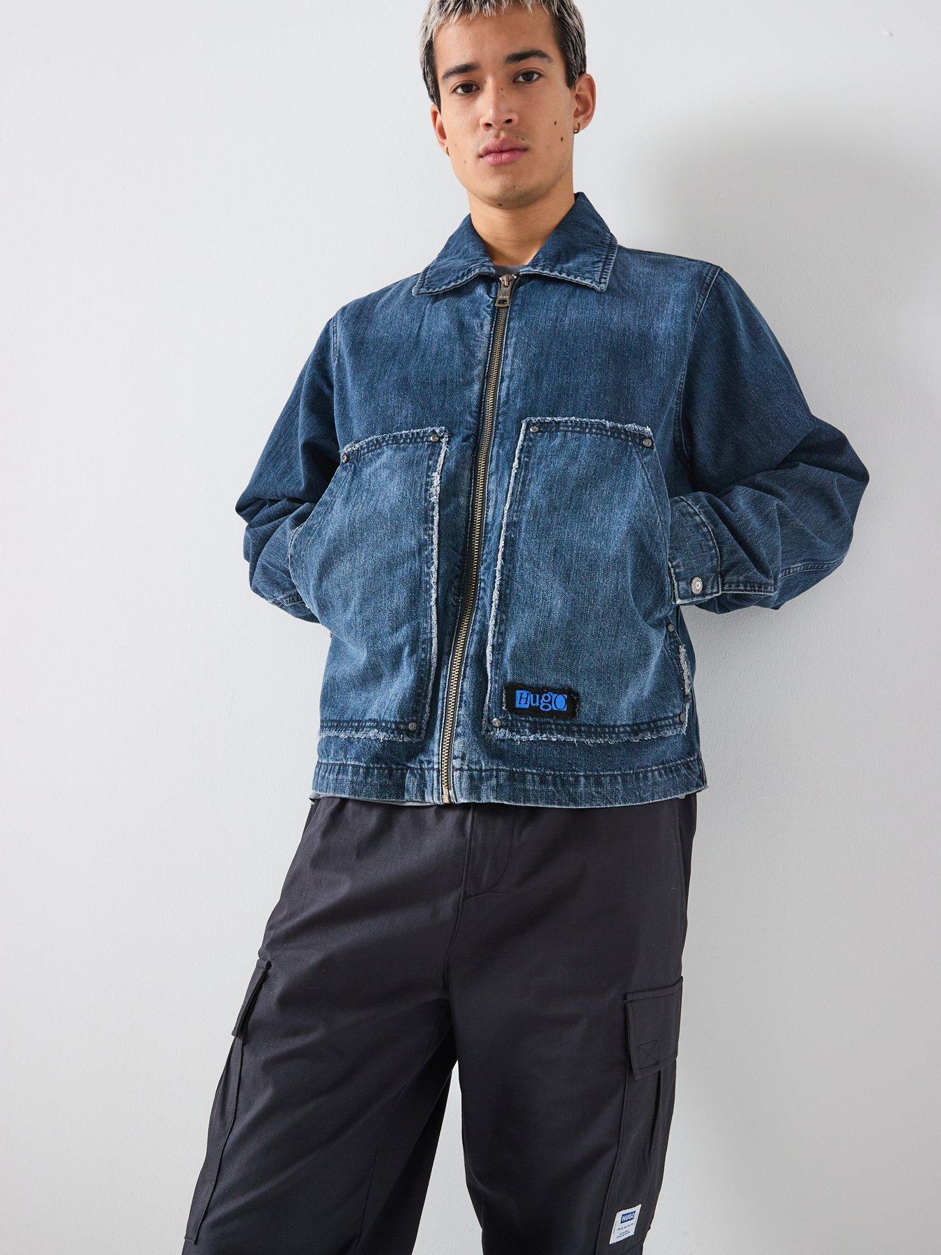 Image 1 of 6 of HUGO Blue Chian Regular Fit Zipped Denim Jacket - Dark Blue