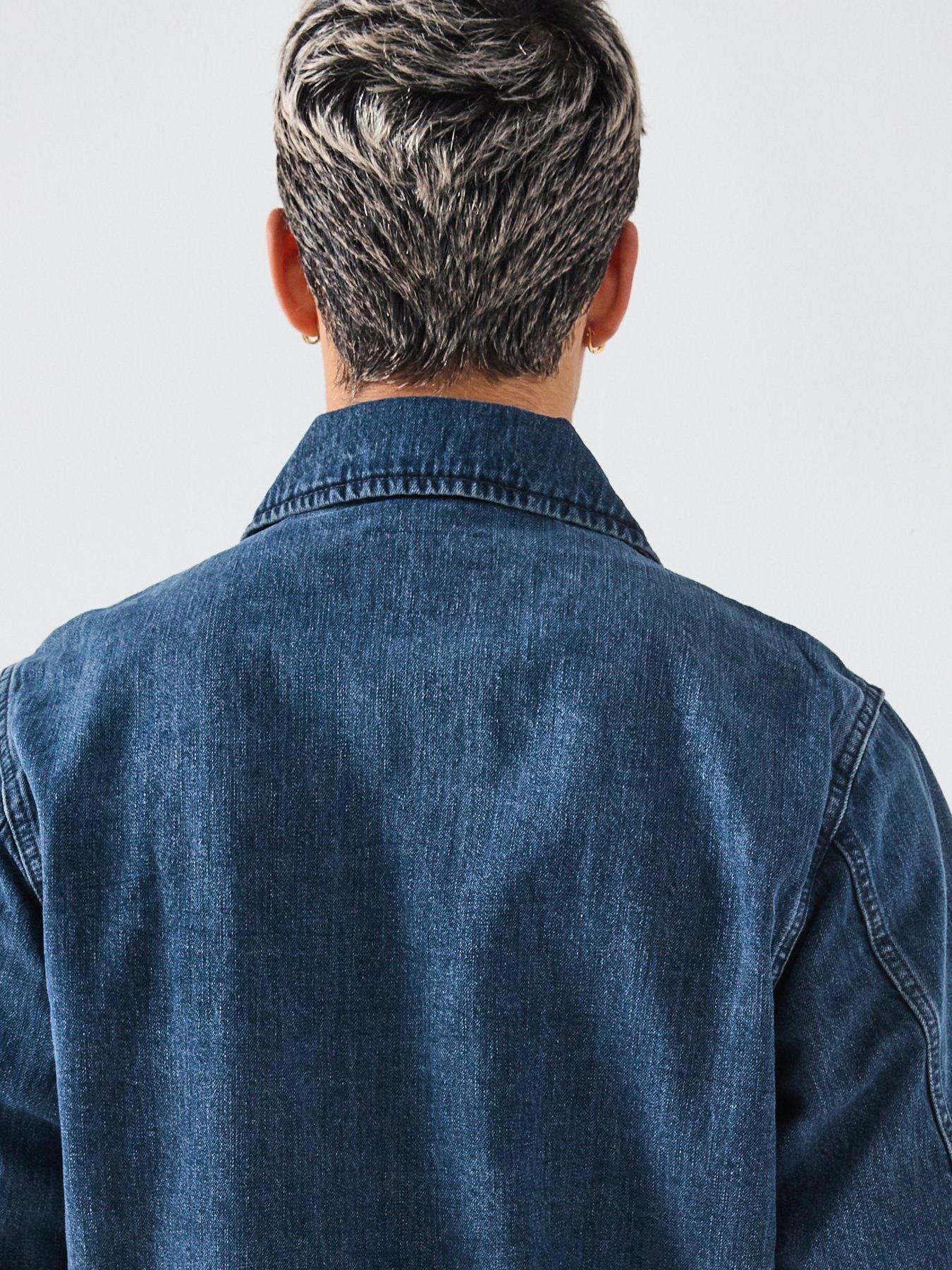 Image 4 of 6 of HUGO Blue Chian Regular Fit Zipped Denim Jacket - Dark Blue