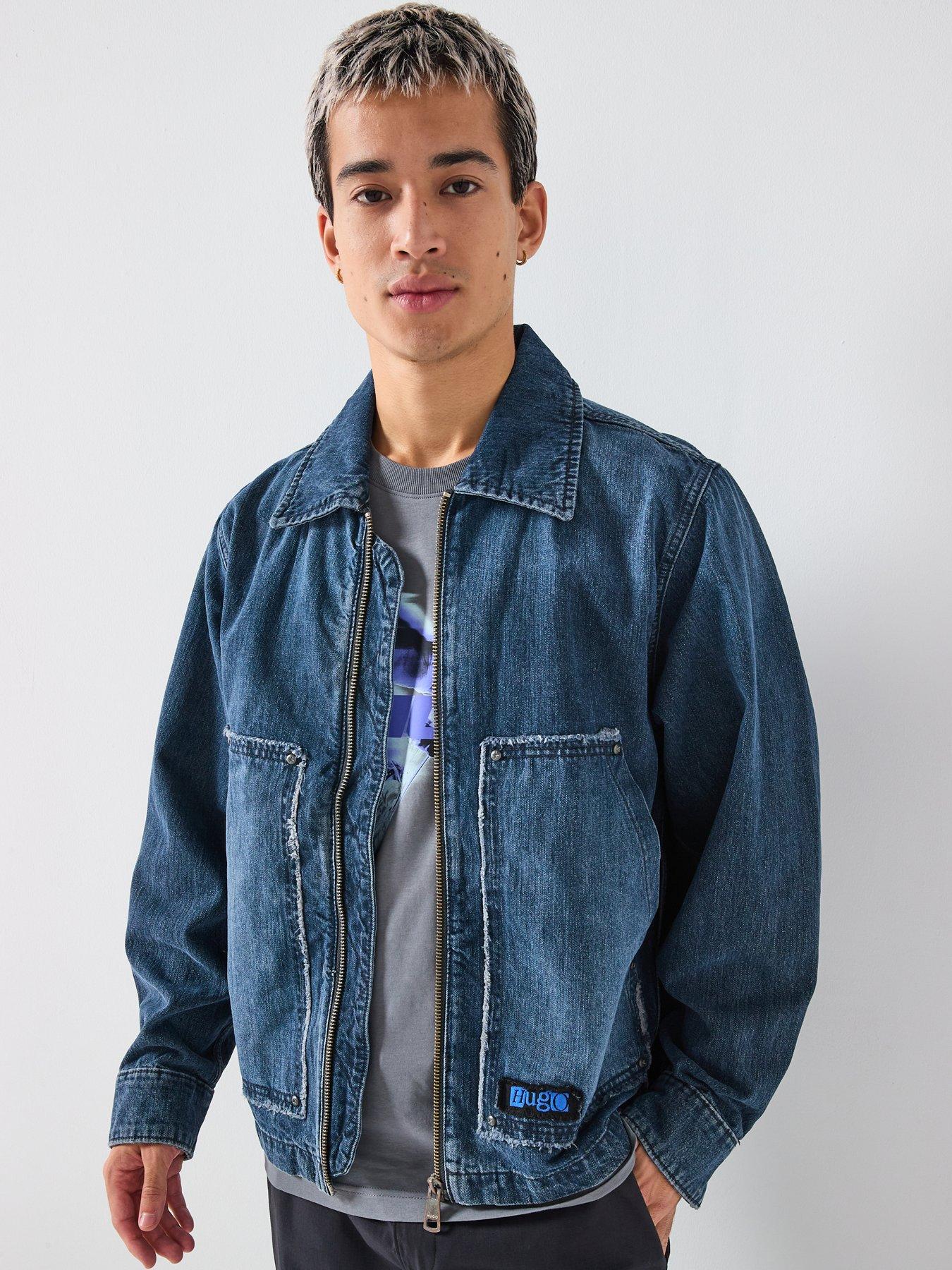 Image 5 of 6 of HUGO Blue Chian Regular Fit Zipped Denim Jacket - Dark Blue