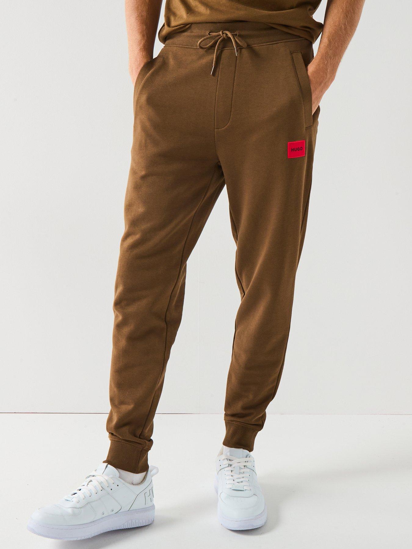 Image 1 of 6 of HUGO Red Patch Logo Cuff Joggers - Brown