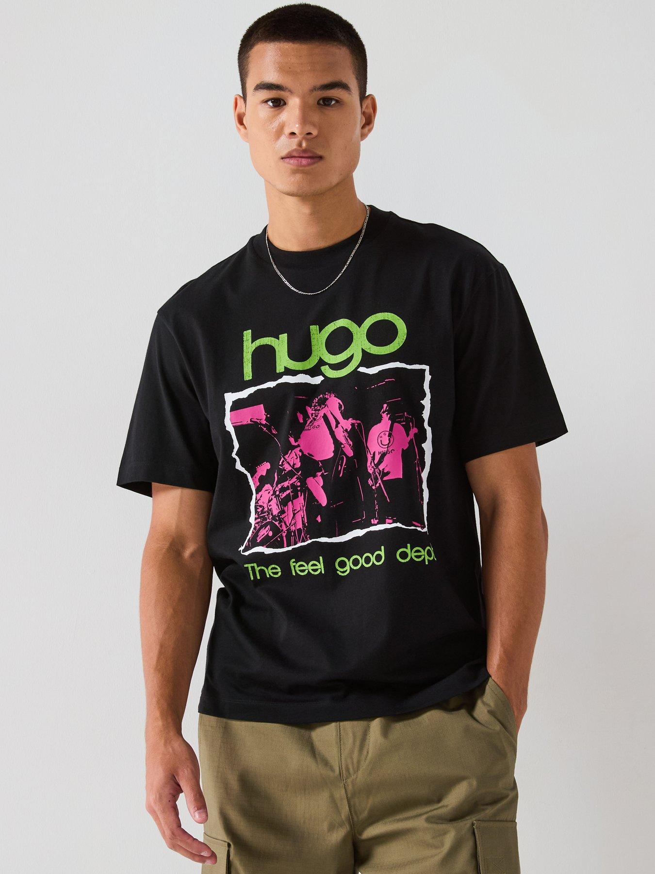 HUGO Blue Nopix Relaxed Fit Feel Good Grunge T-Shirt - Black